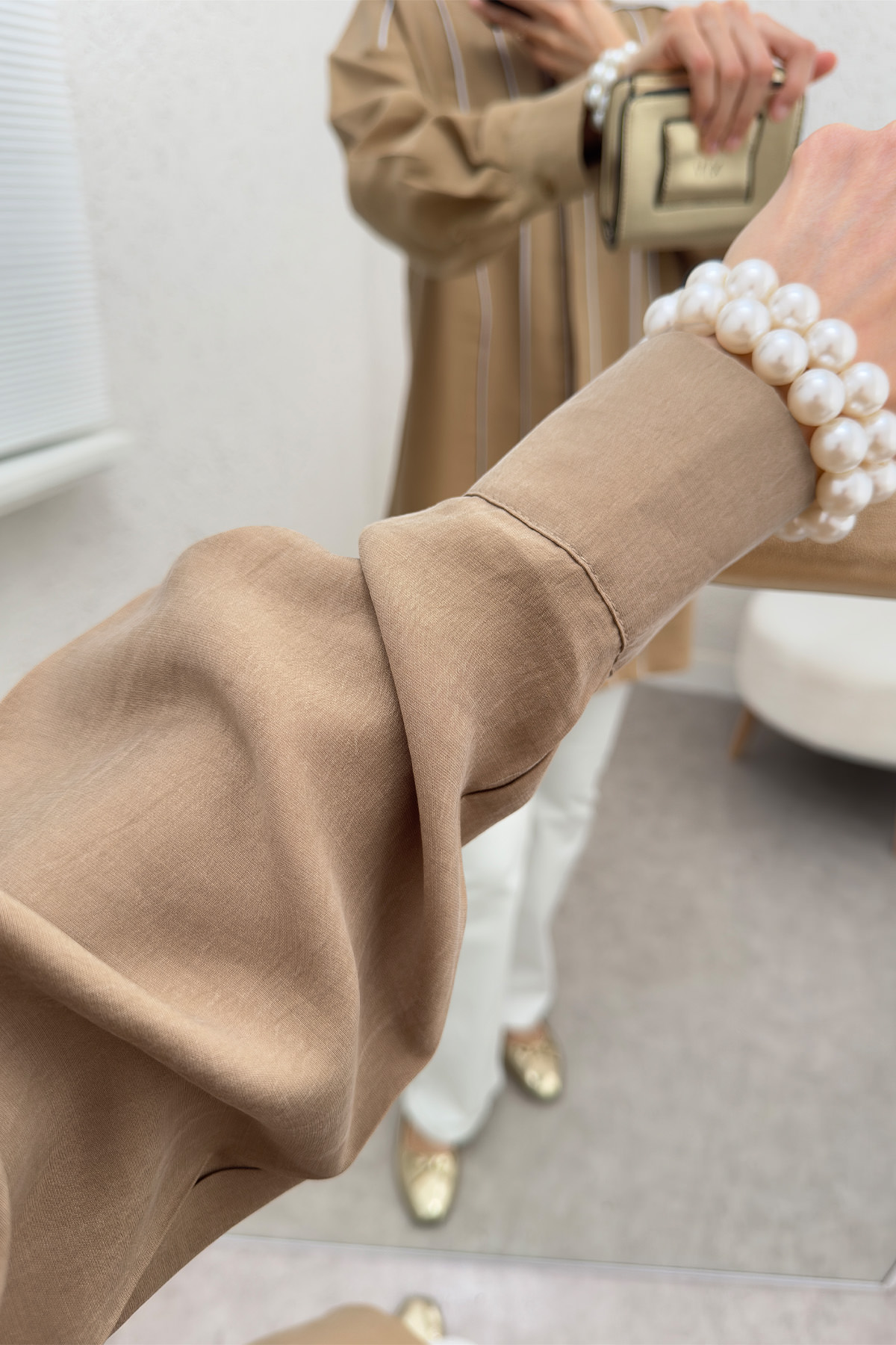 Ara Biyeli Tesettür Gömlek 2219 - VİZON |  