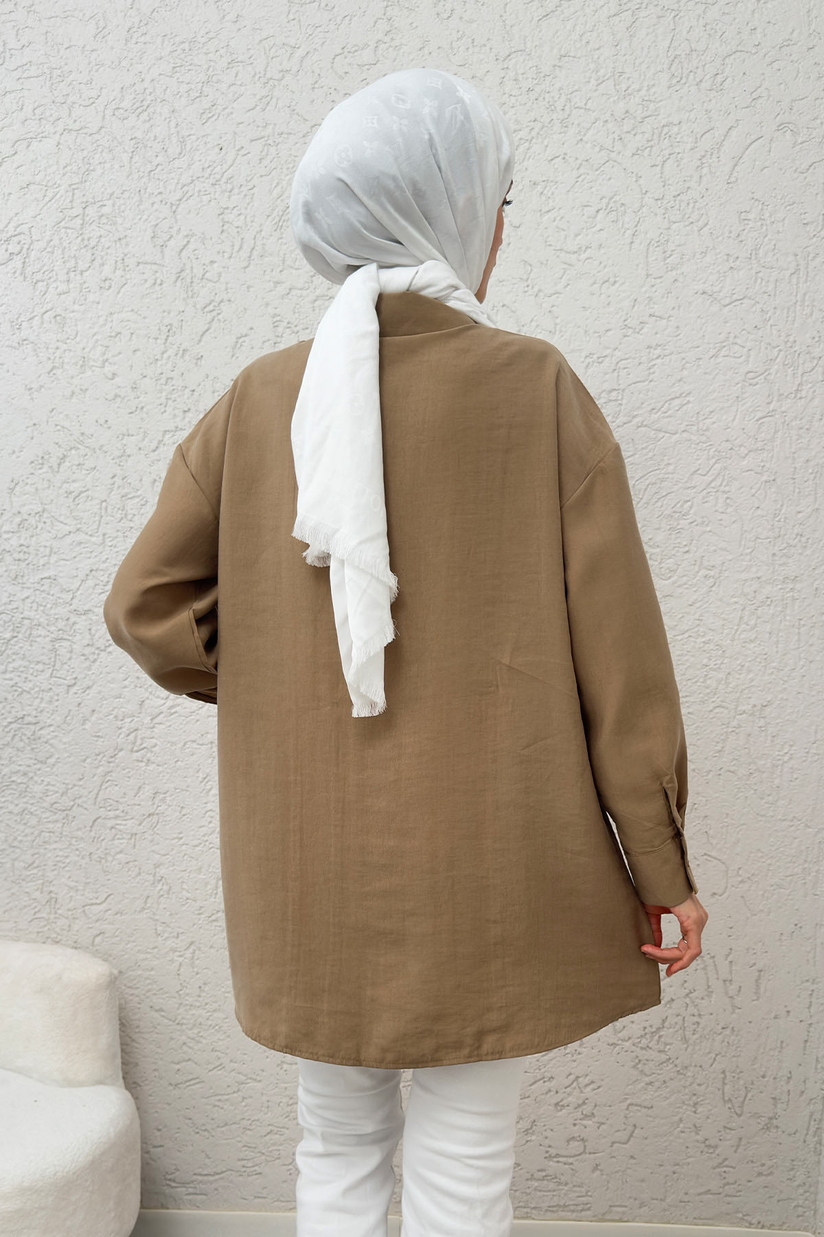 Ara Biyeli Tesettür Gömlek 2219 - VİZON |  