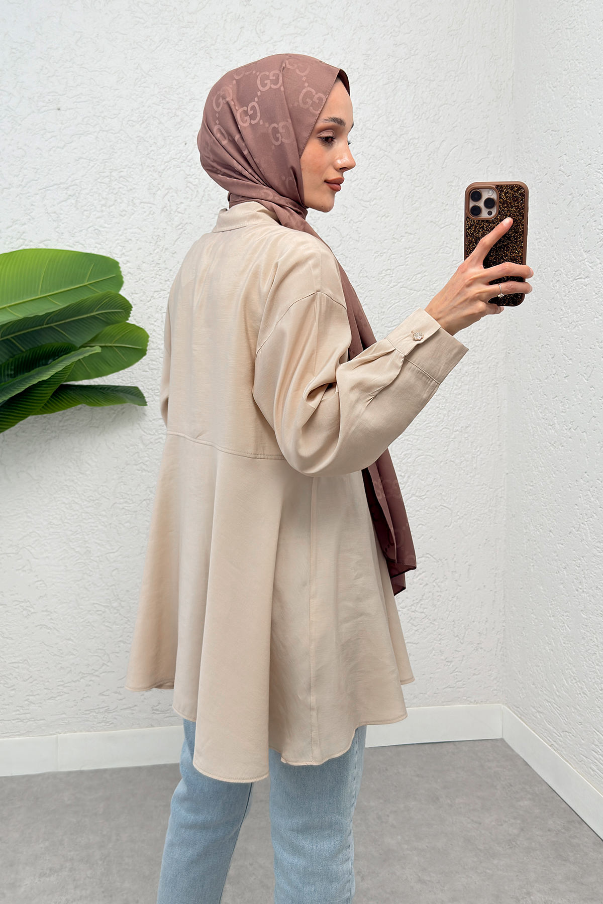 Çift Kapaklı Uzun Tunik 2277 - BEJ |  