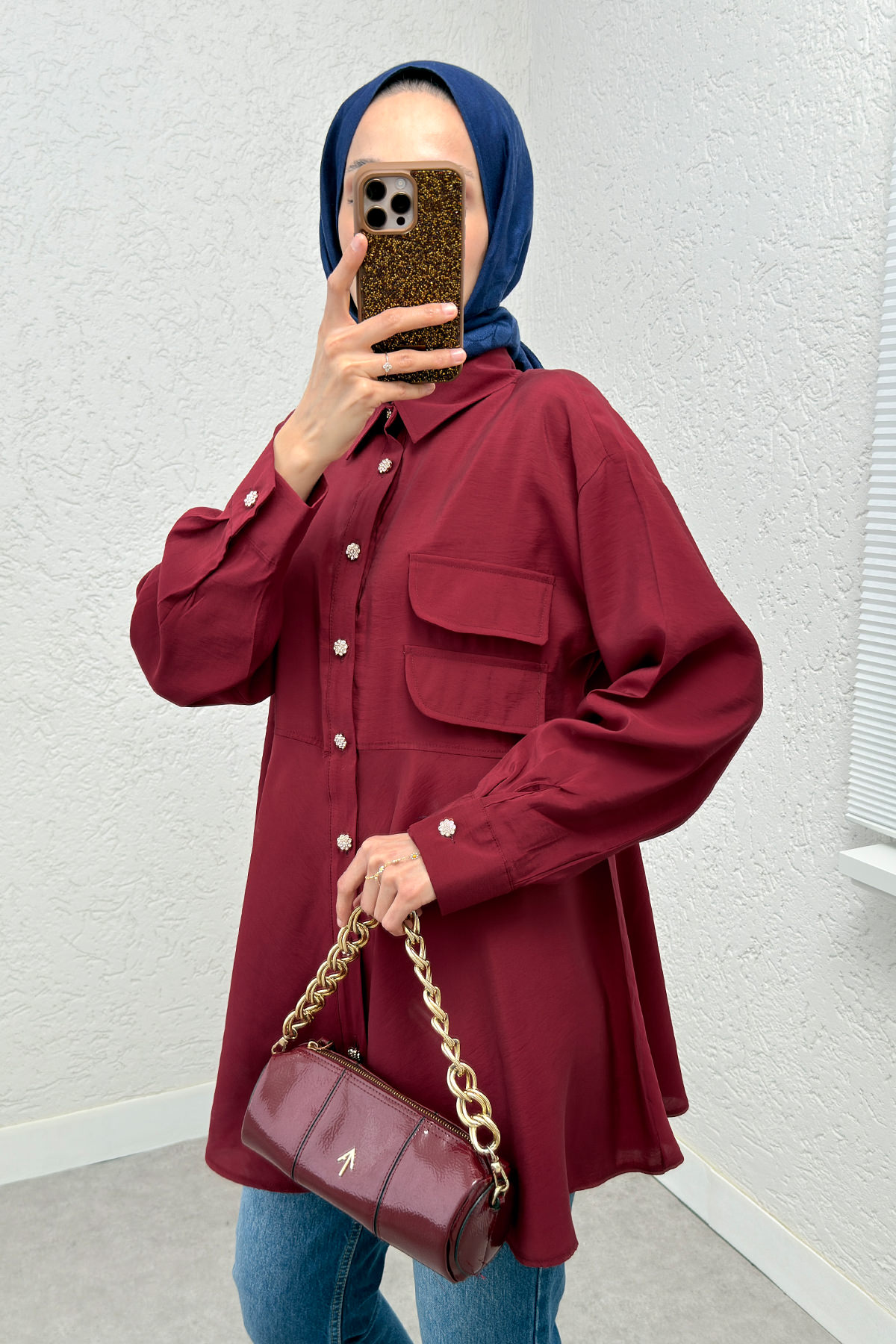 Çift Kapaklı Uzun Tunik 2277 - BORDO |  