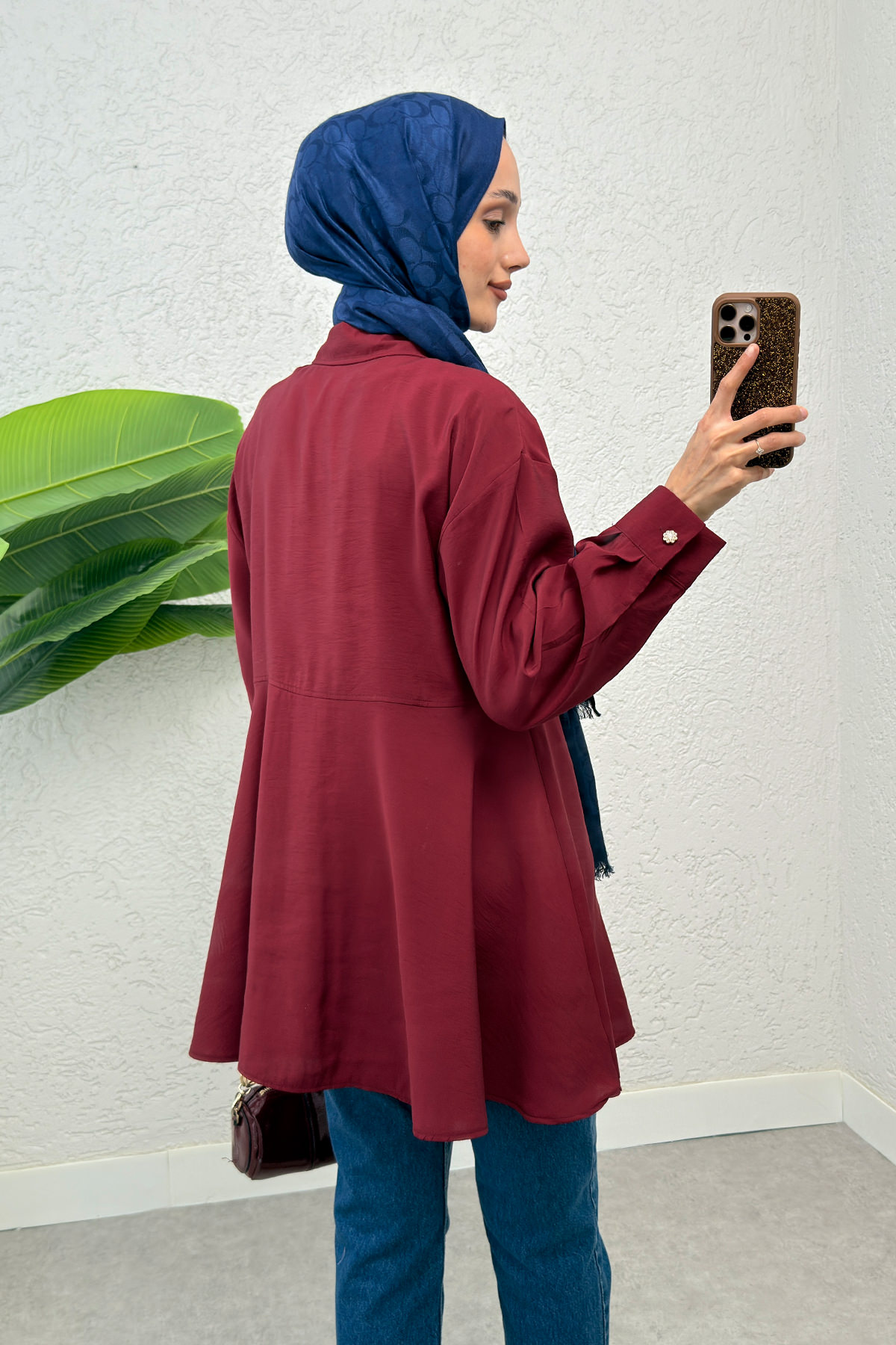 Çift Kapaklı Uzun Tunik 2277 - BORDO |  
