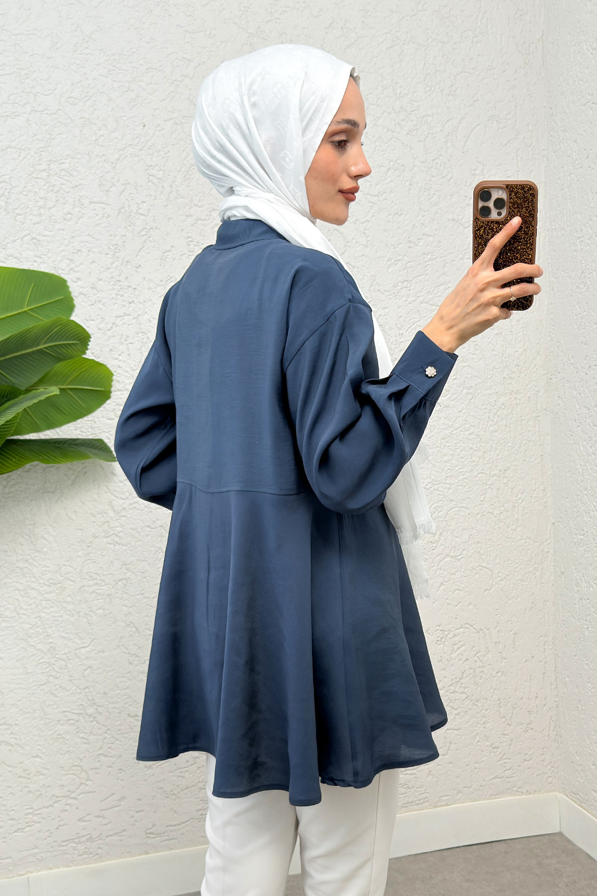 Çift Kapaklı Uzun Tunik 2277 - İNDİGO |  