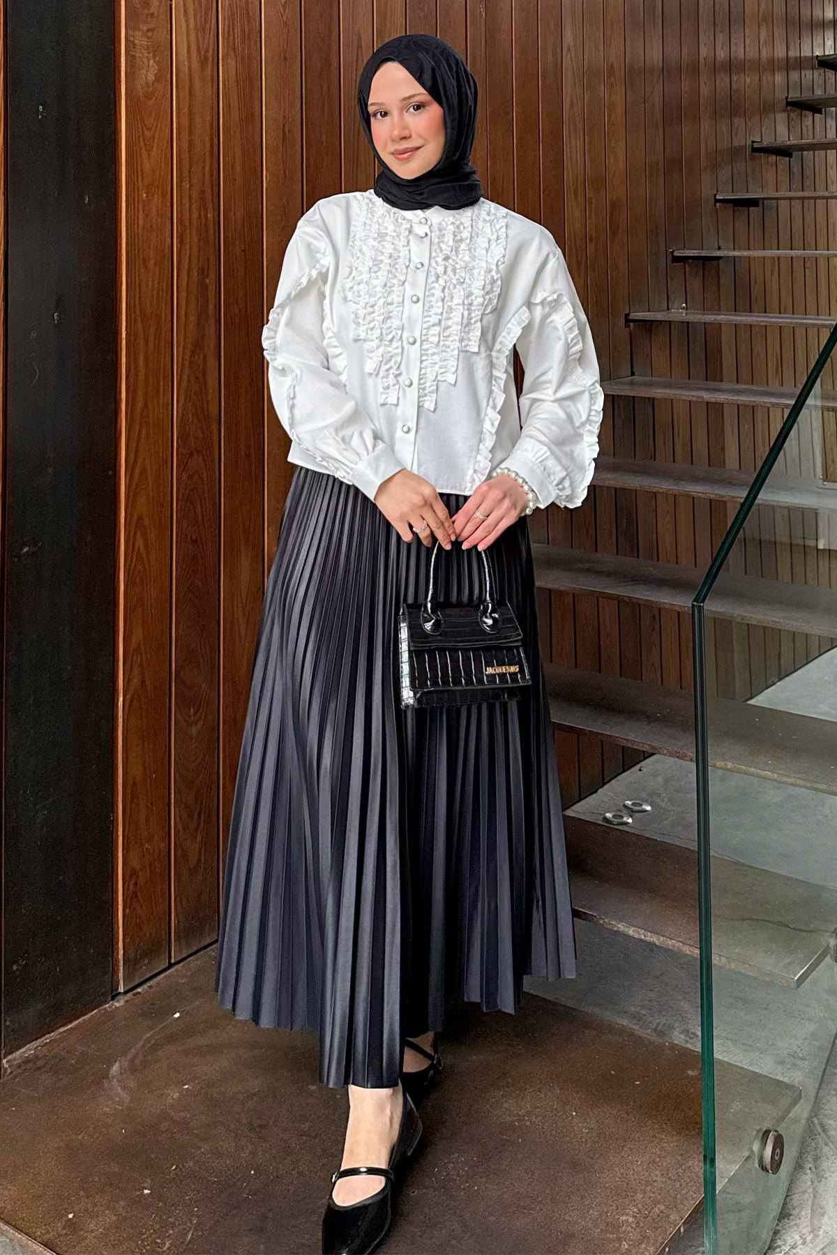 Fırfır Detaylı Gömlek 2287 - BEYAZ |  