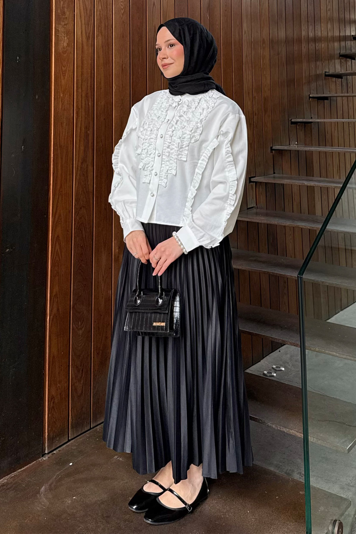 Fırfır Detaylı Gömlek 2287 - BEYAZ |  