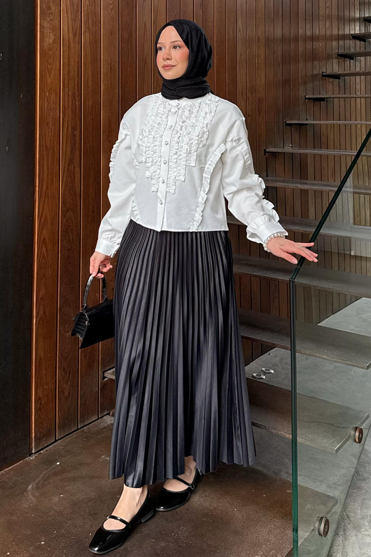 Fırfır Detaylı Gömlek 2287 - BEYAZ |  