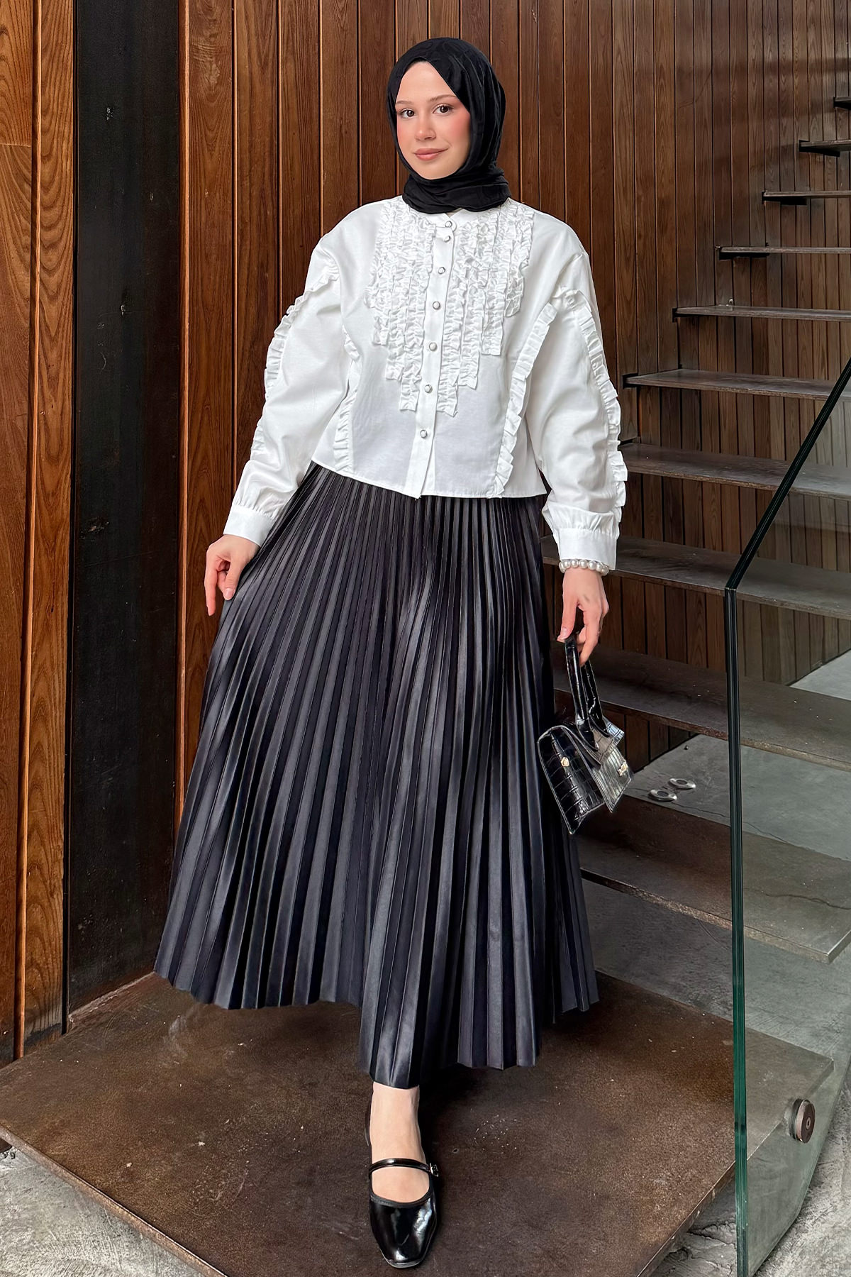 Fırfır Detaylı Gömlek 2287 - BEYAZ |  