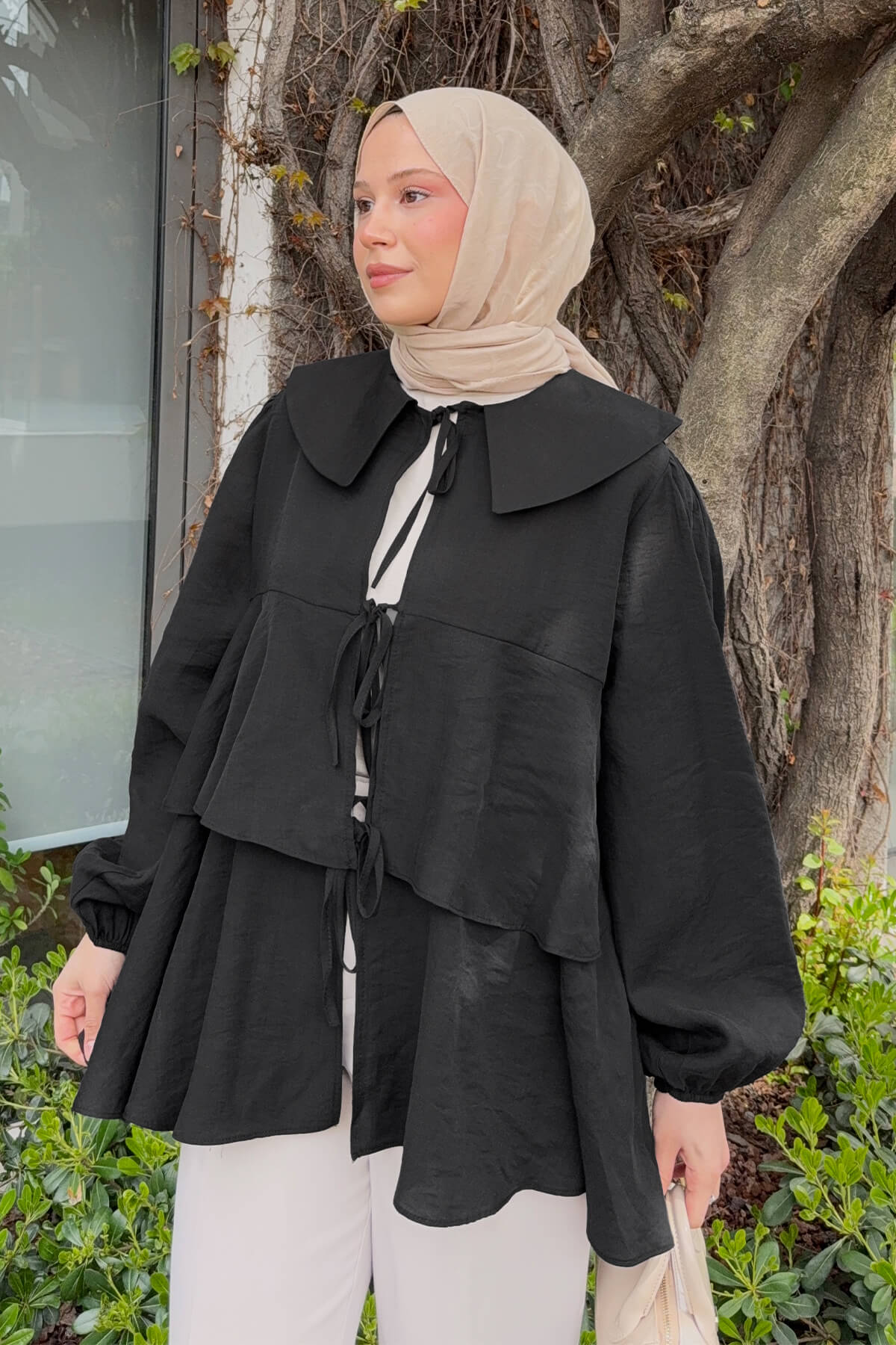 İp Bağcıklı Kat Kat Kimono 2289 - SİYAH |  