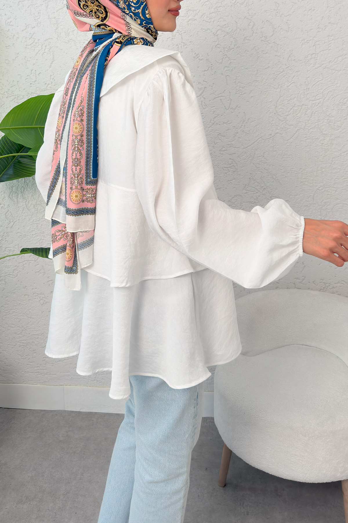 İp Bağcıklı Kat Kat Kimono 2289 - BEYAZ |  