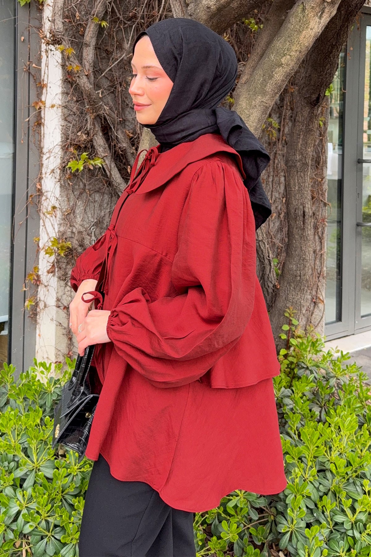 İp Bağcıklı Kat Kat Kimono 2289 - KIRMIZI | zenne.com 
