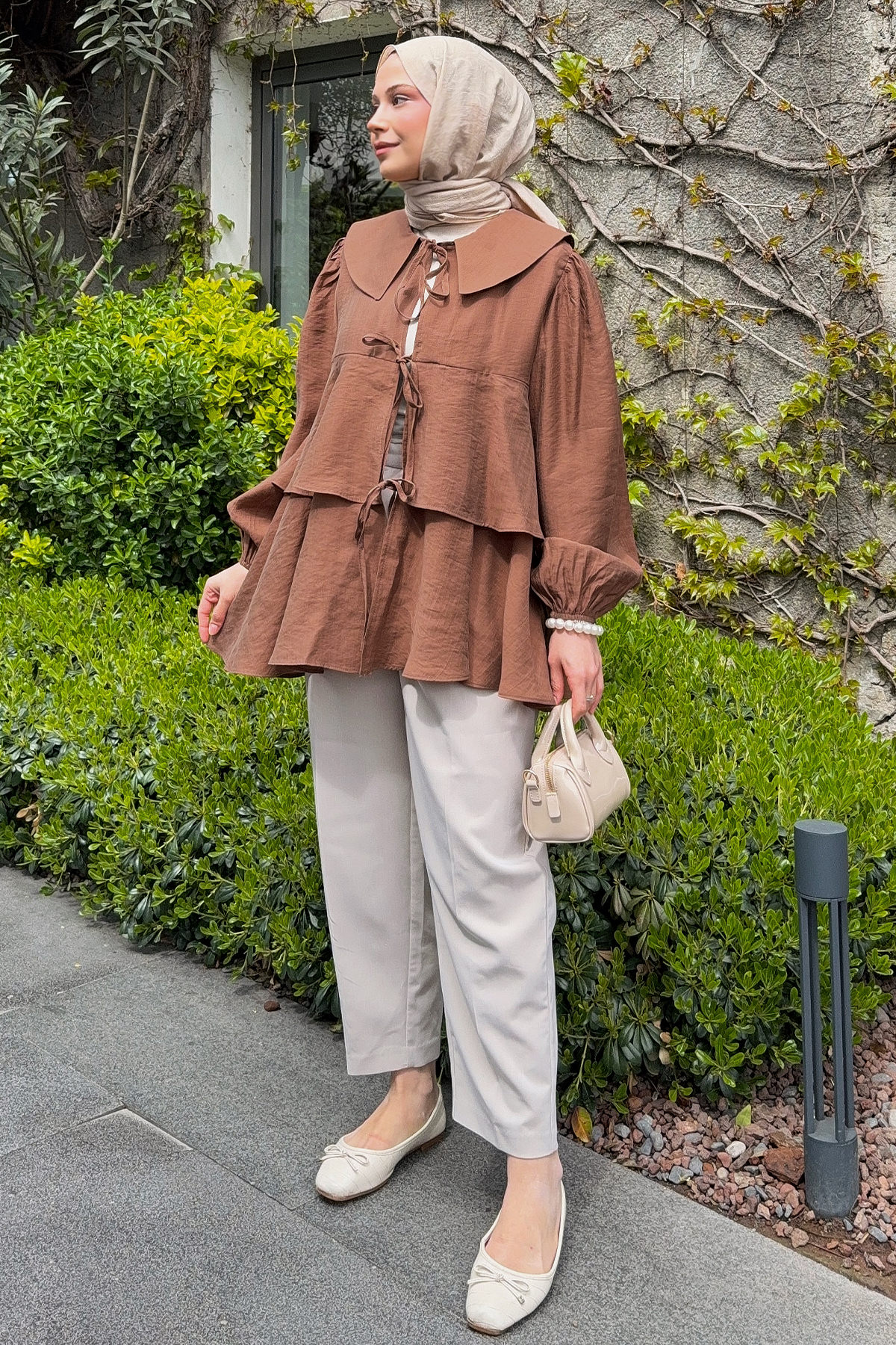 İp Bağcıklı Kat Kat Kimono 2289 - KAHVERENGİ |  