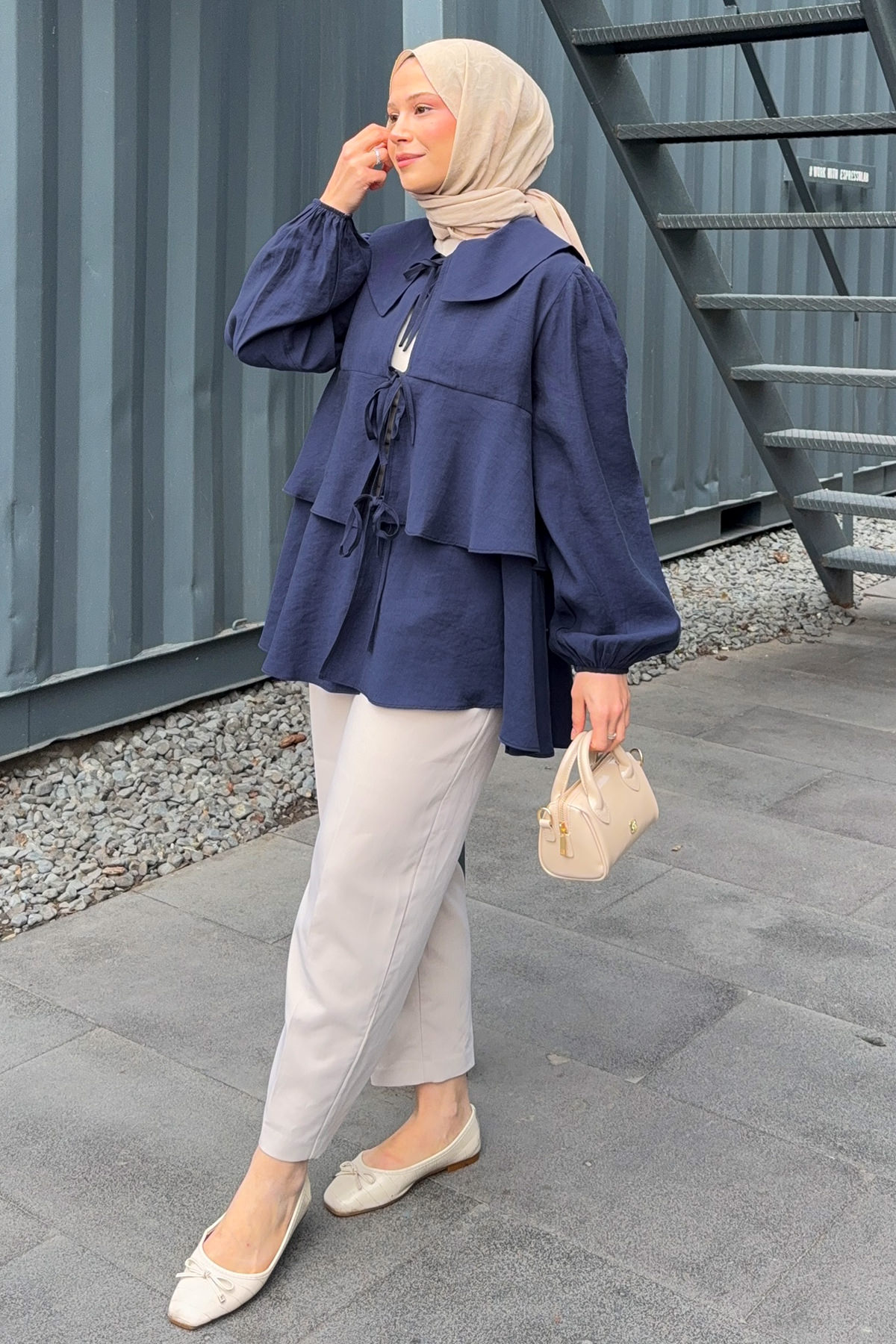 İp Bağcıklı Kat Kat Kimono 2289 - LACİVERT |  