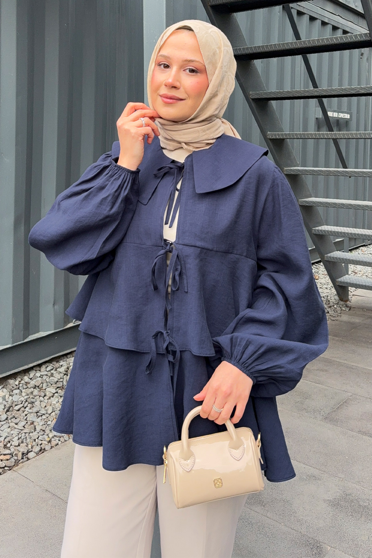 İp Bağcıklı Kat Kat Kimono 2289 - LACİVERT |  