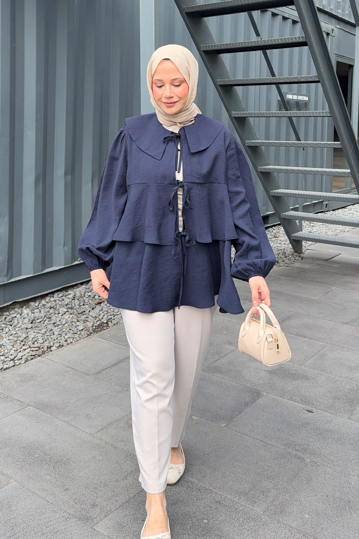 İp Bağcıklı Kat Kat Kimono 2289 - LACİVERT |  