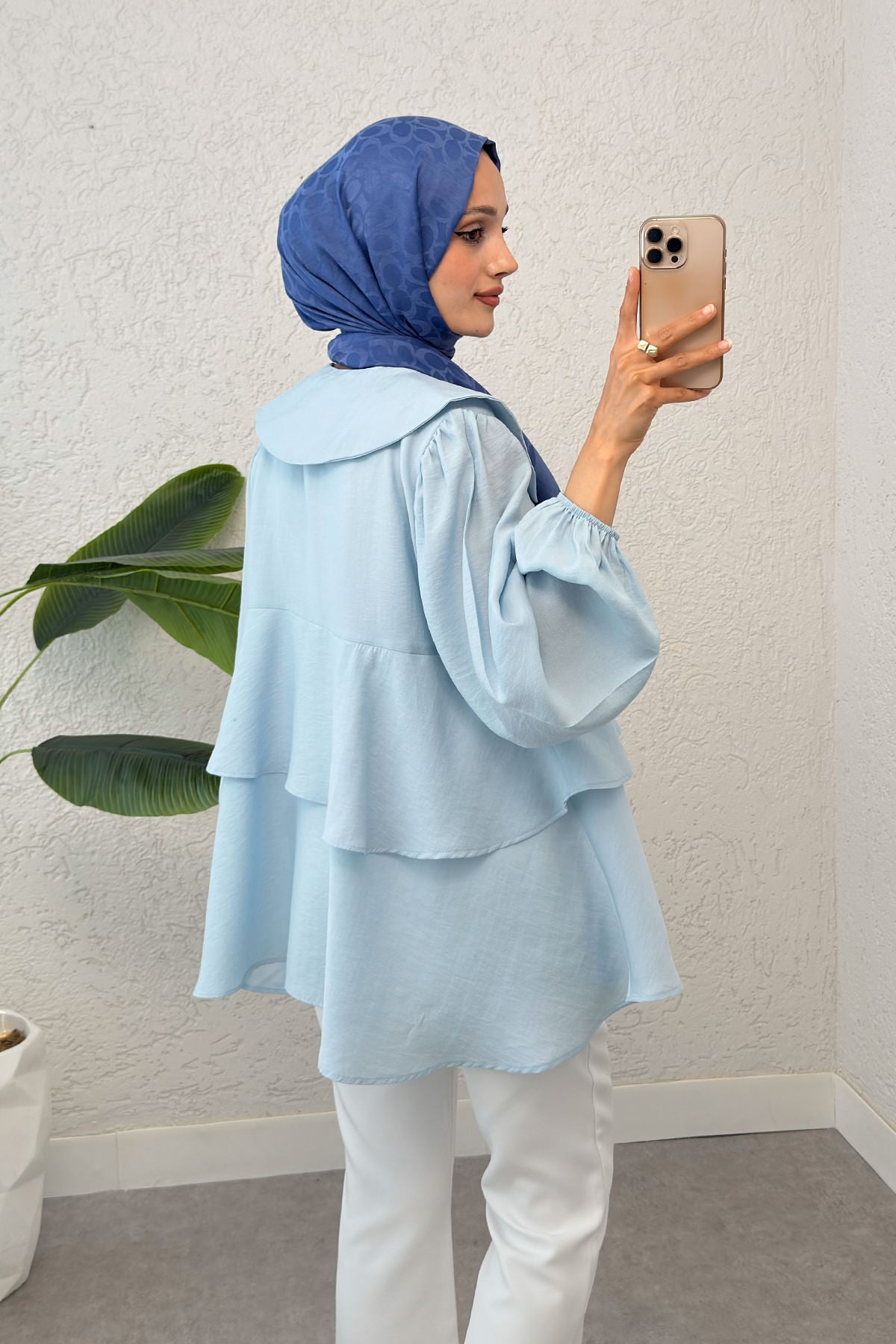 İp Bağcıklı Kat Kat Kimono 2289 - BEBE MAVİSİ | zenne.com 