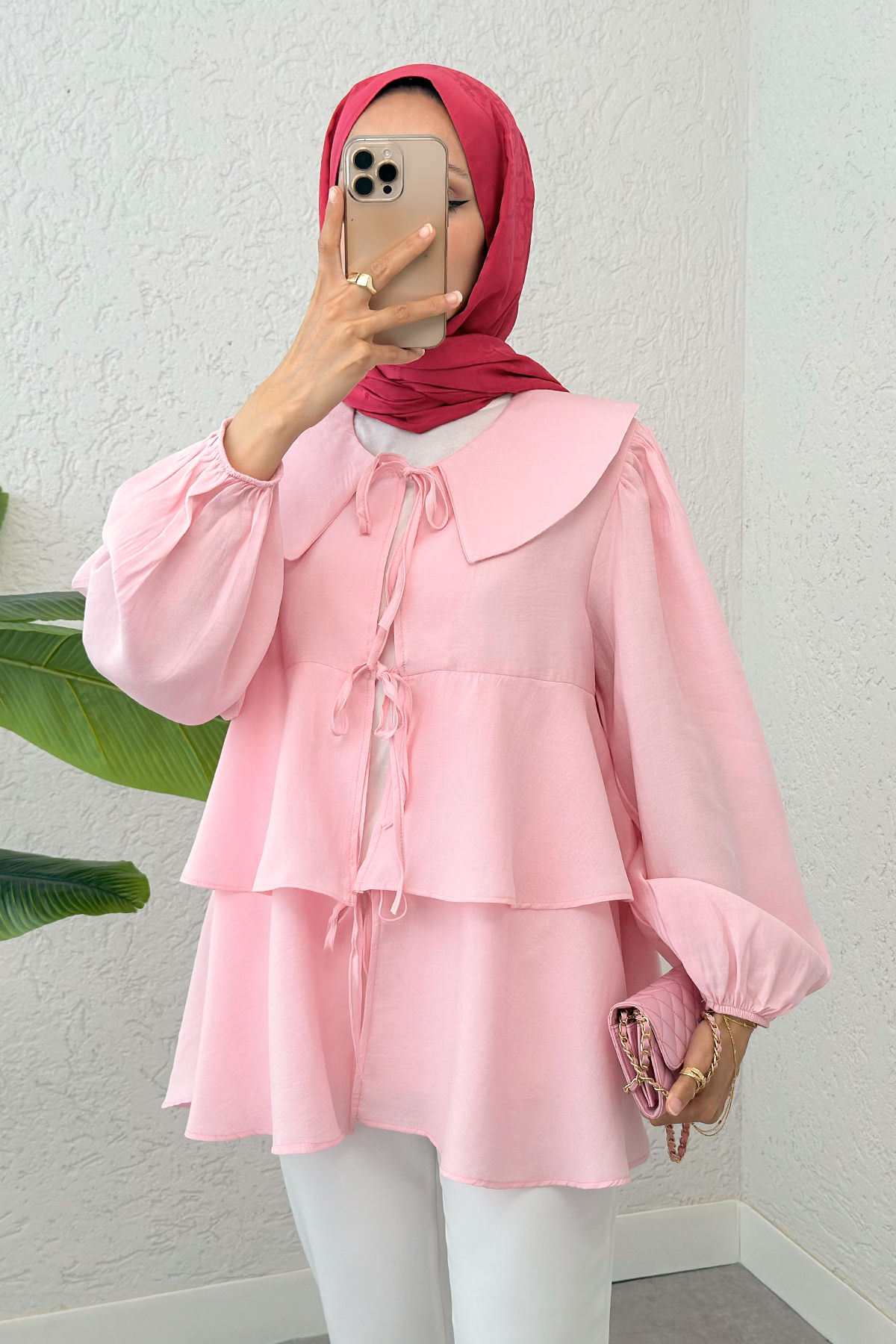 İp Bağcıklı Kat Kat Kimono 2289 - PEMBE |  