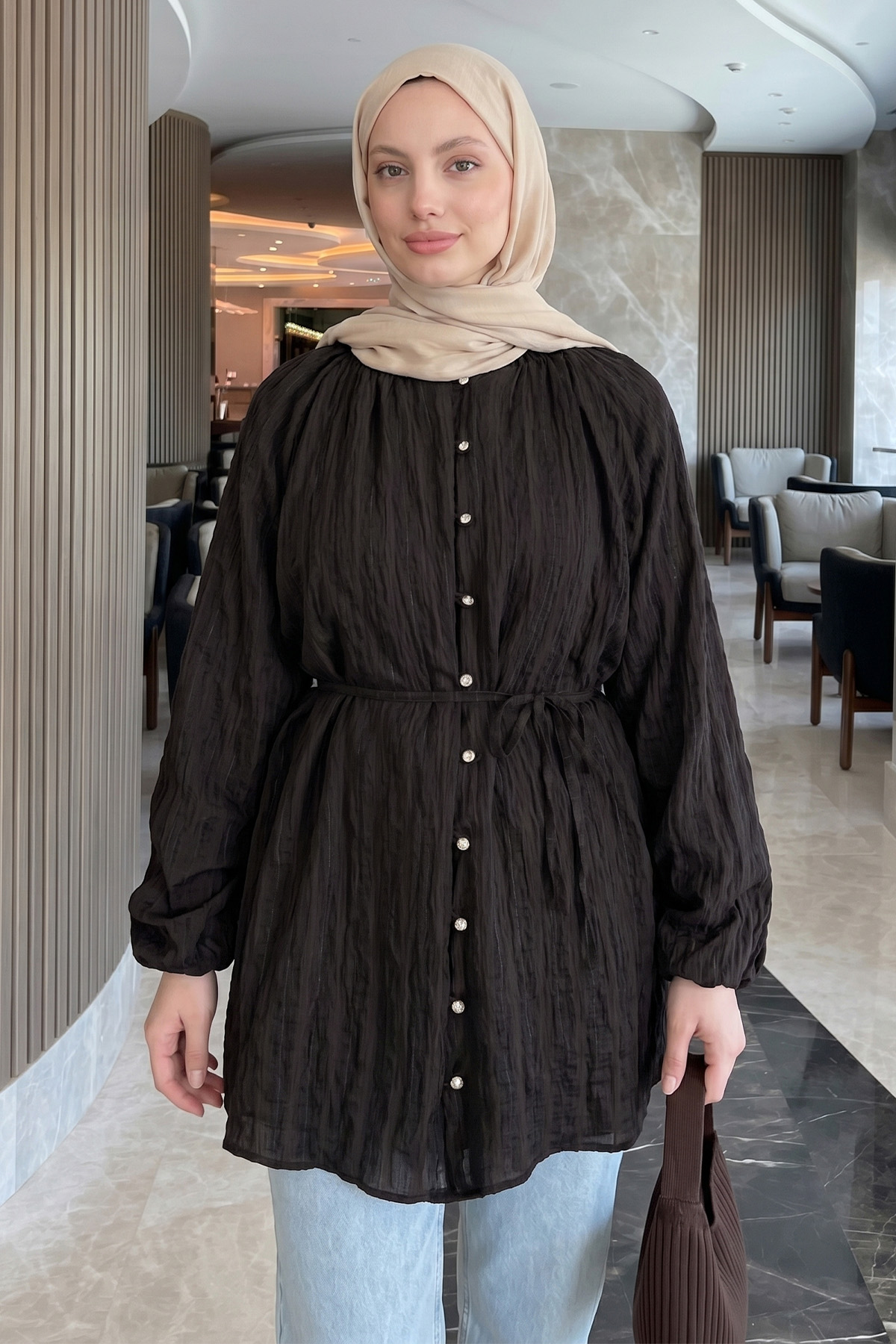 Birit Detaylı Gömlek Y0122 - A. KAHVE |  