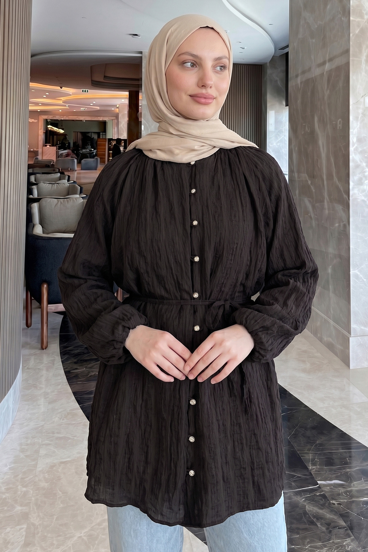 Birit Detaylı Gömlek Y0122 - A. KAHVE |  