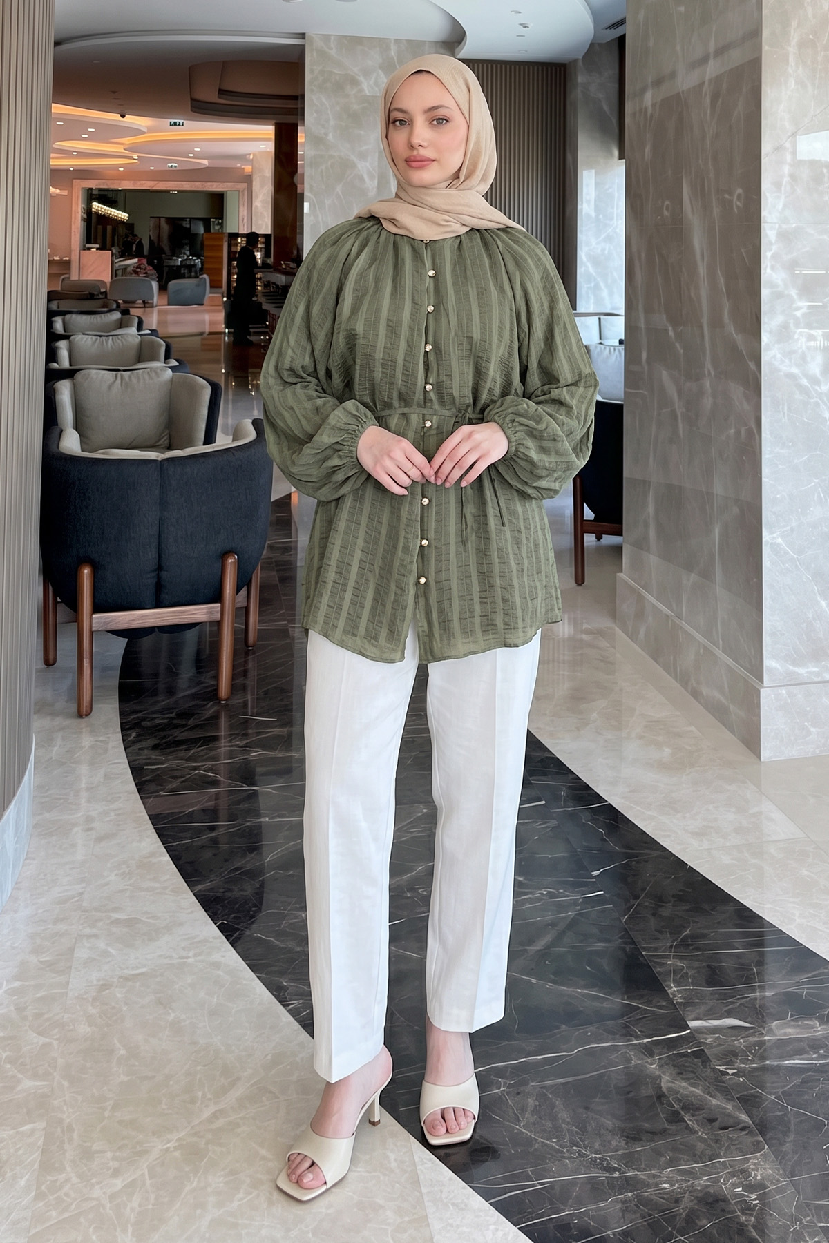 Birit Detaylı Gömlek Y0122 - HAKİ |  