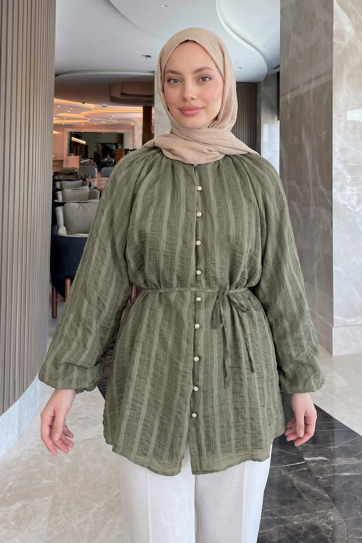 Birit Detaylı Gömlek Y0122 - HAKİ |  