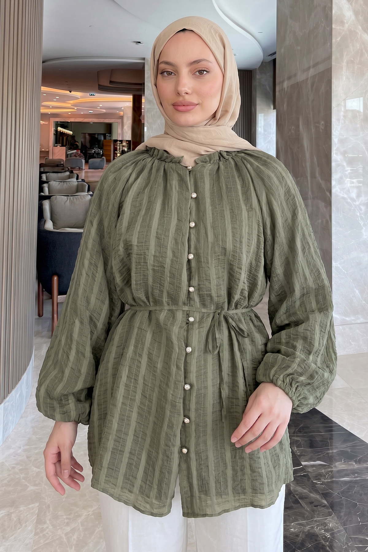 Birit Detaylı Gömlek Y0122 - HAKİ |  