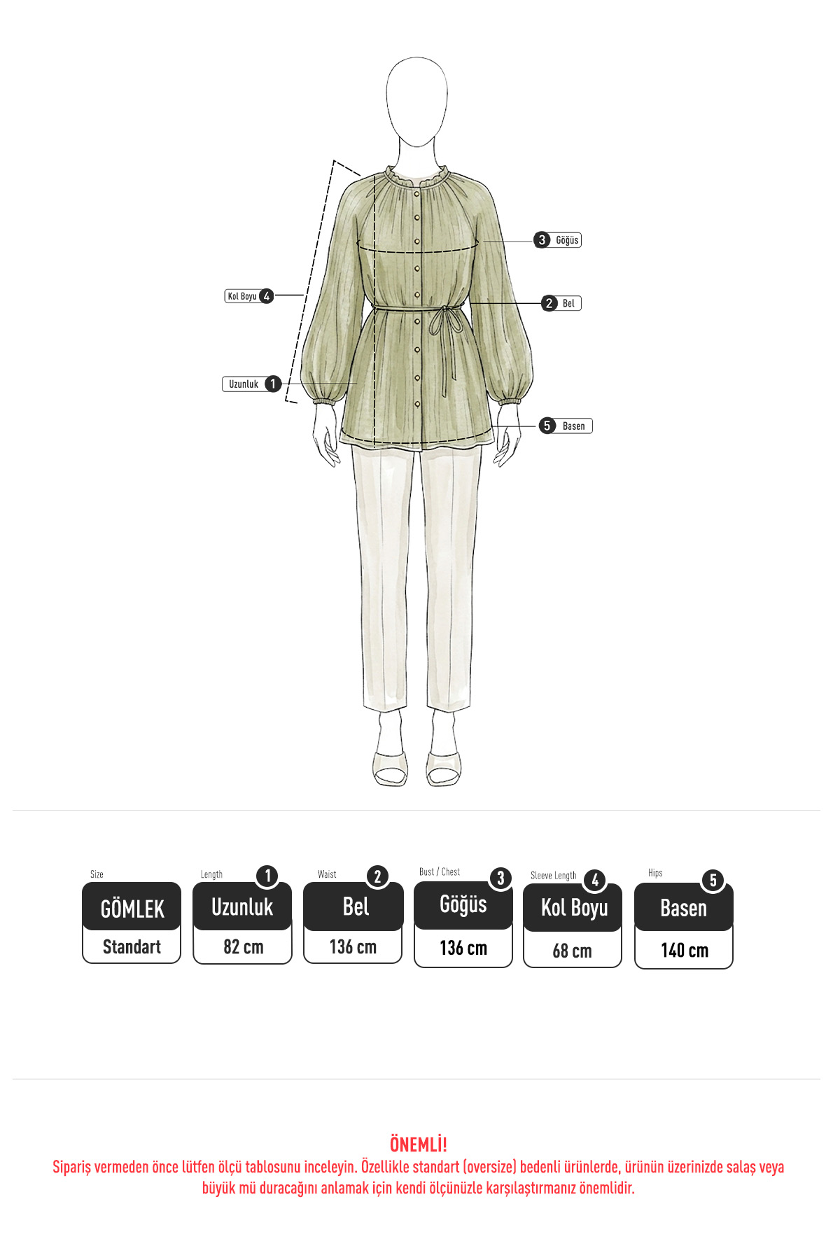 Birit Detaylı Gömlek Y0122 - HAKİ |  