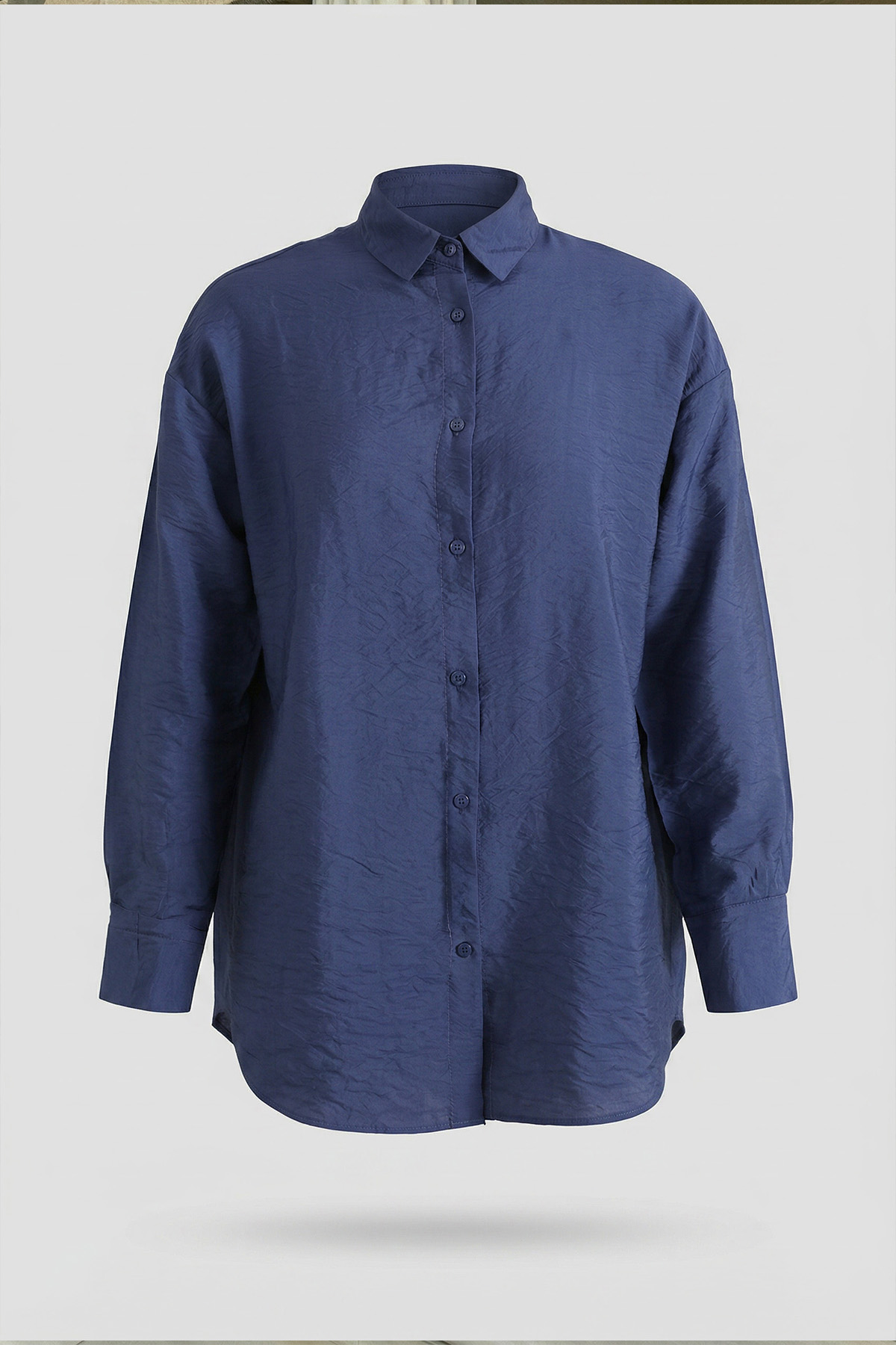 Düğmeli Tesettür Gömlek 612137 - LACİVERT |  