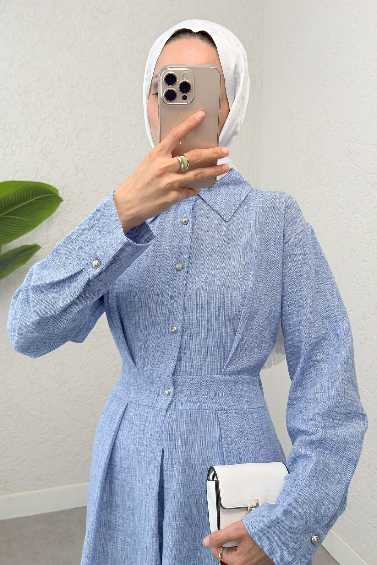 Pile Detaylı Elbise 2292 - MAVİ |  