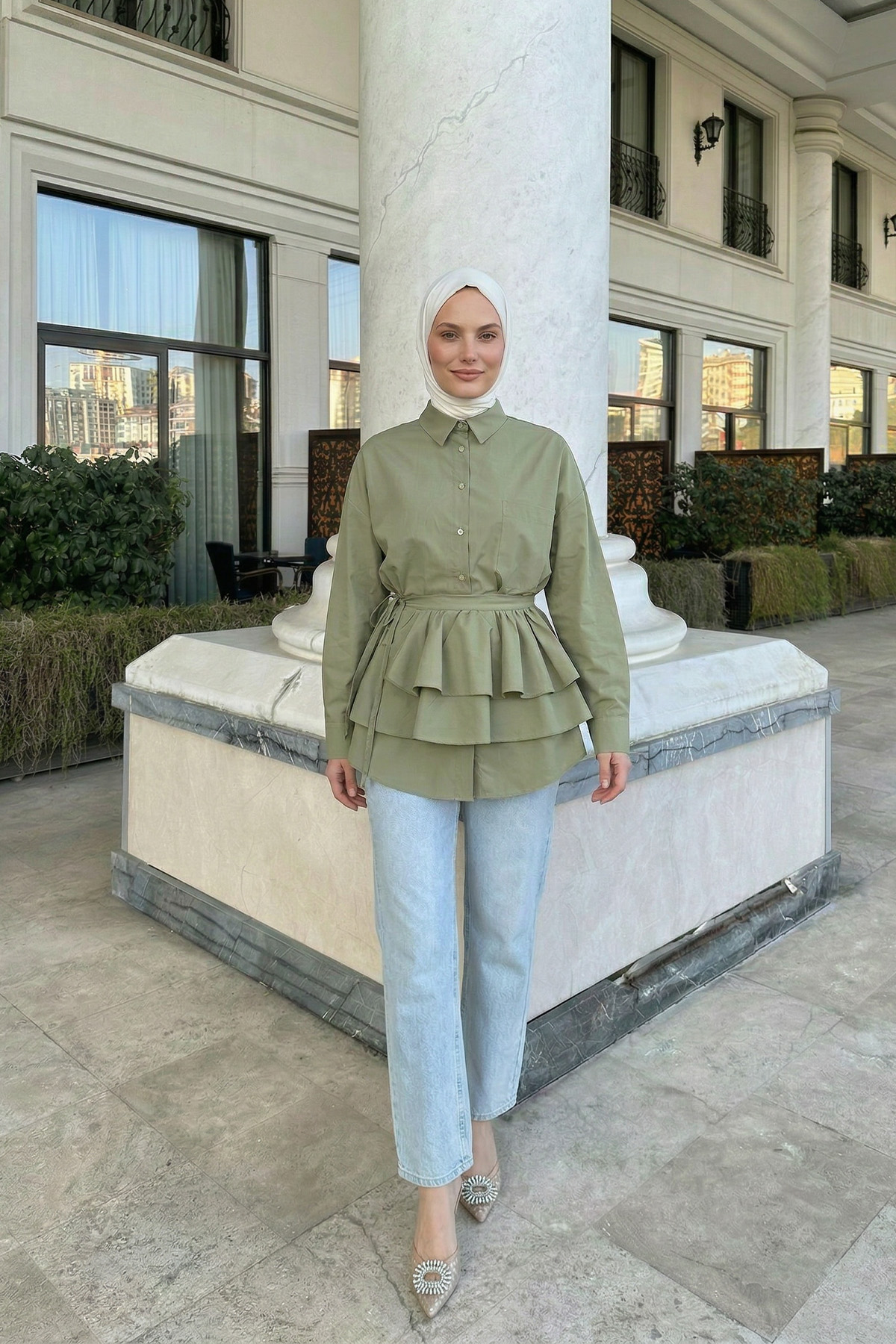 Aller Detaylı Tunik Y0123 - MİNT YEŞİLİ |  