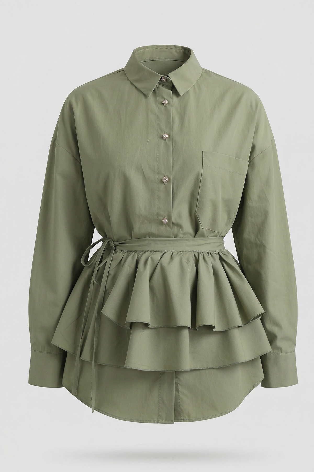 Aller Detaylı Tunik Y0123 - MİNT YEŞİLİ |  