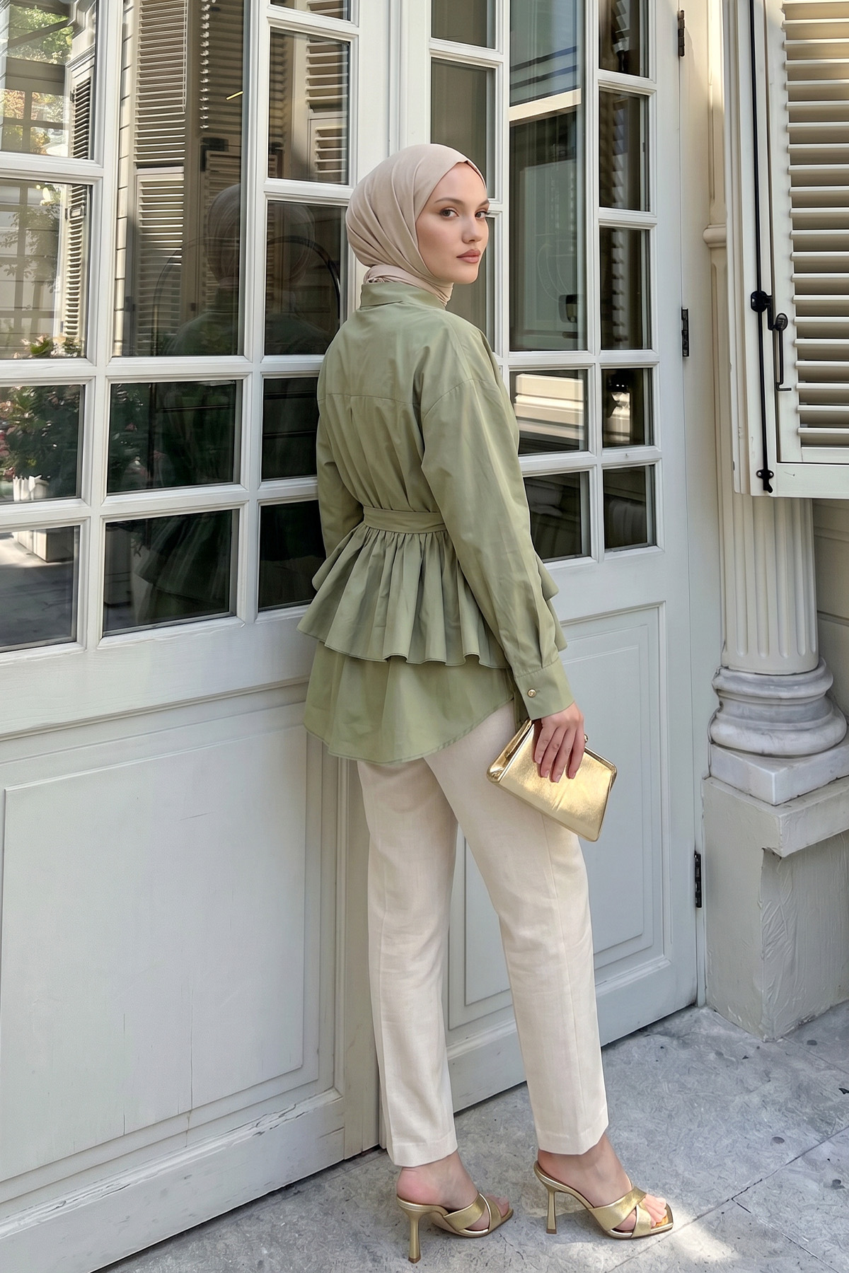 Aller Detaylı Tunik Y0123 - MİNT YEŞİLİ |  
