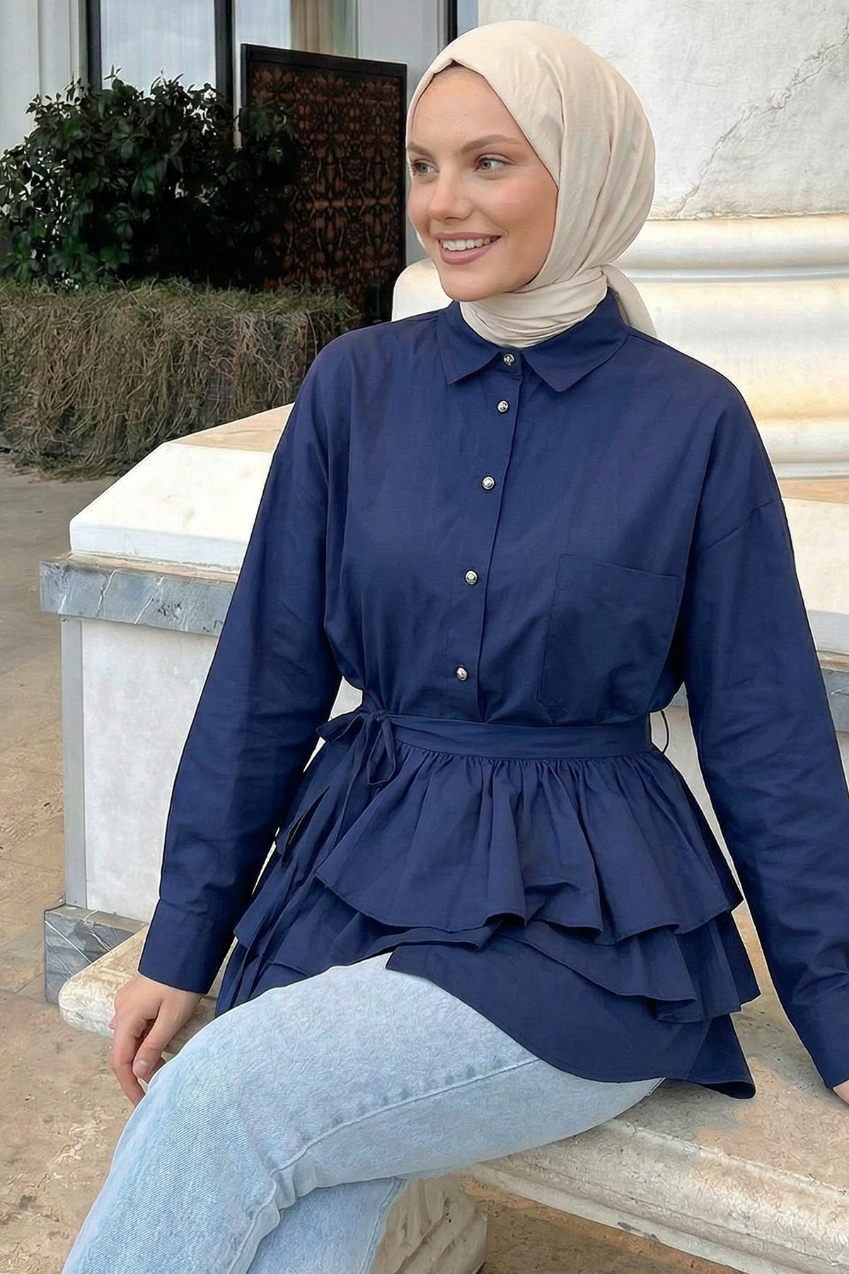 Aller Detaylı Tunik Y0123 - LACİVERT |  