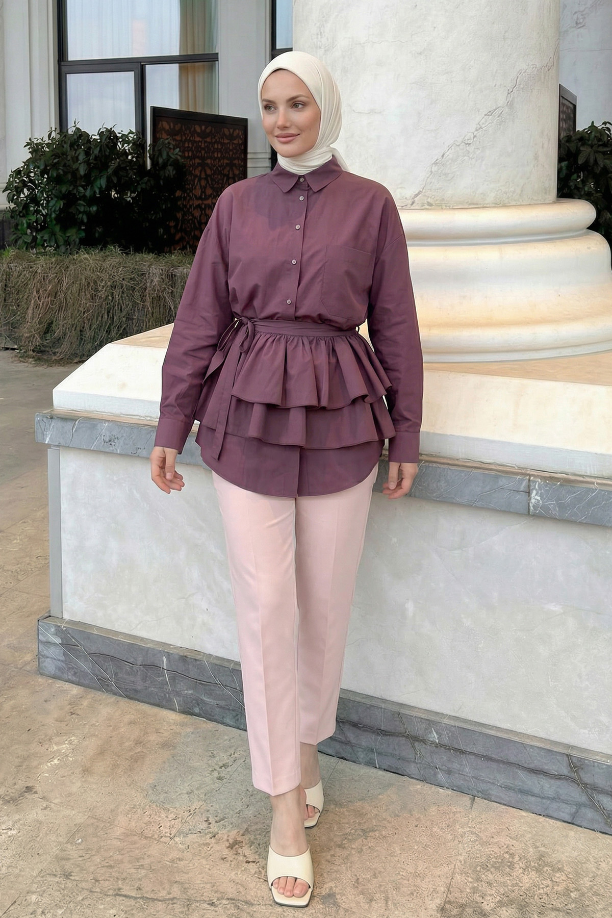 Aller Detaylı Tunik Y0123 - VİŞNE ÇÜRÜĞÜ |  