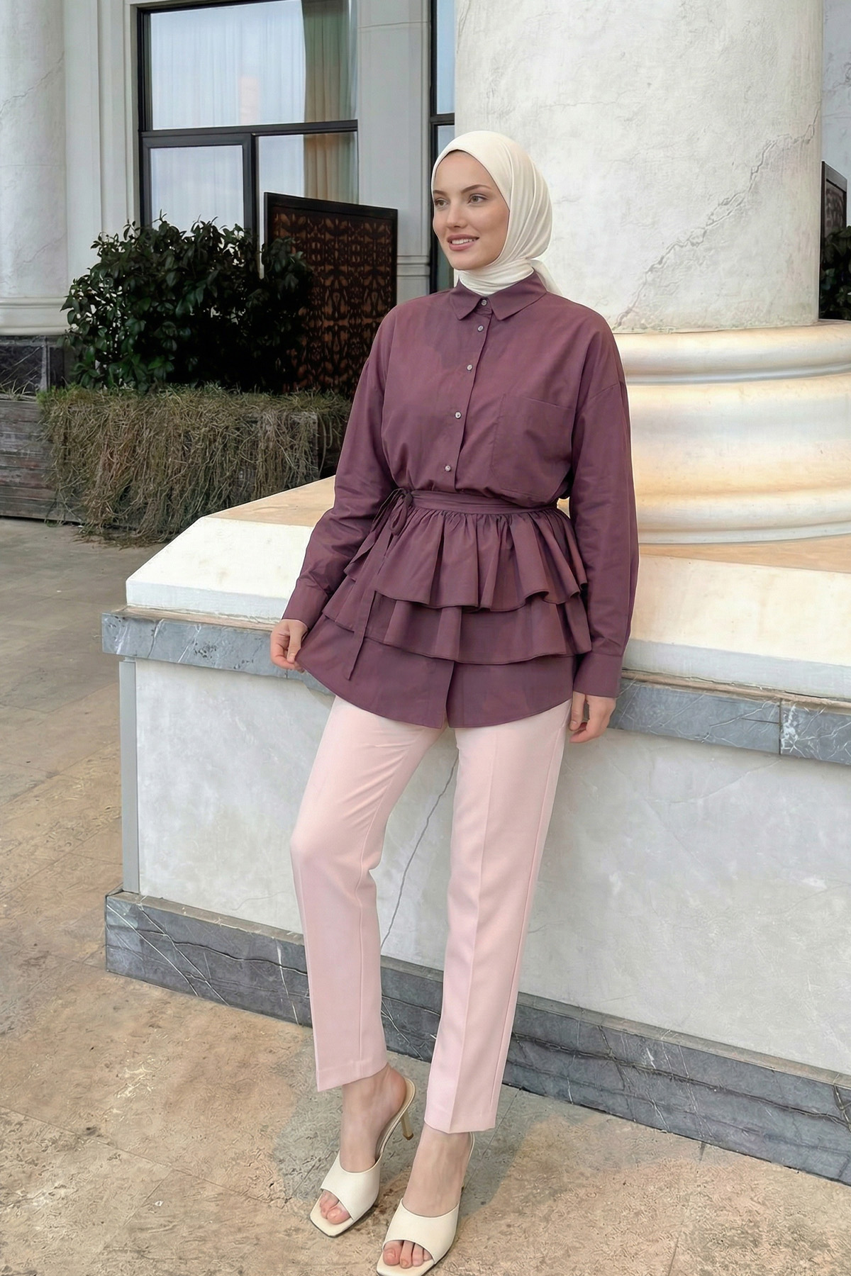 Aller Detaylı Tunik Y0123 - VİŞNE ÇÜRÜĞÜ |  