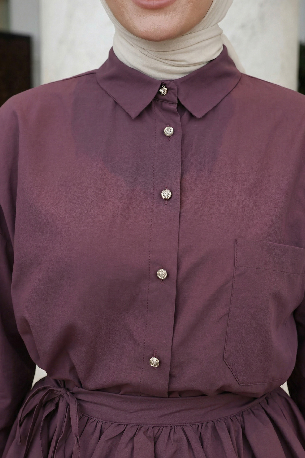 Aller Detaylı Tunik Y0123 - VİŞNE ÇÜRÜĞÜ |  