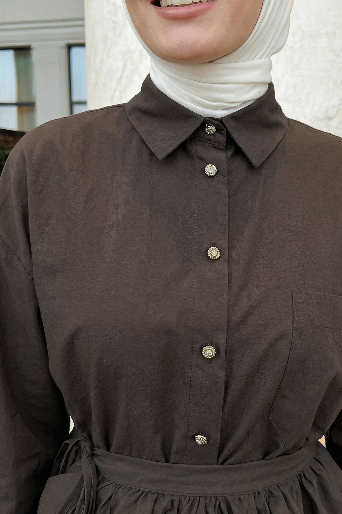 Aller Detaylı Tunik Y0123 - KAHVERENGİ |  