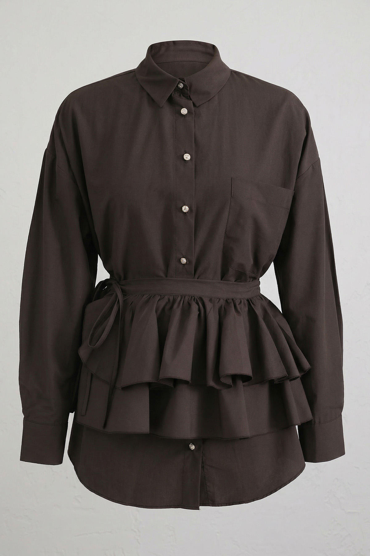 Aller Detaylı Tunik Y0123 - KAHVERENGİ |  