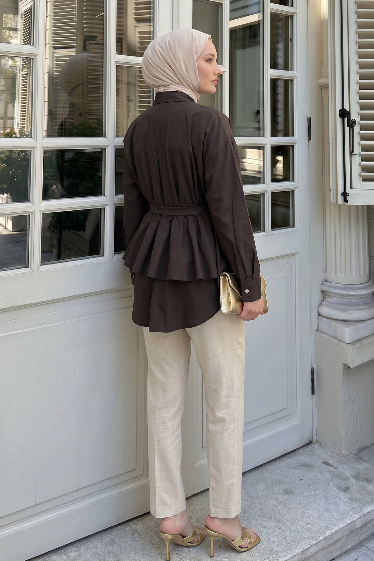 Aller Detaylı Tunik Y0123 - KAHVERENGİ |  