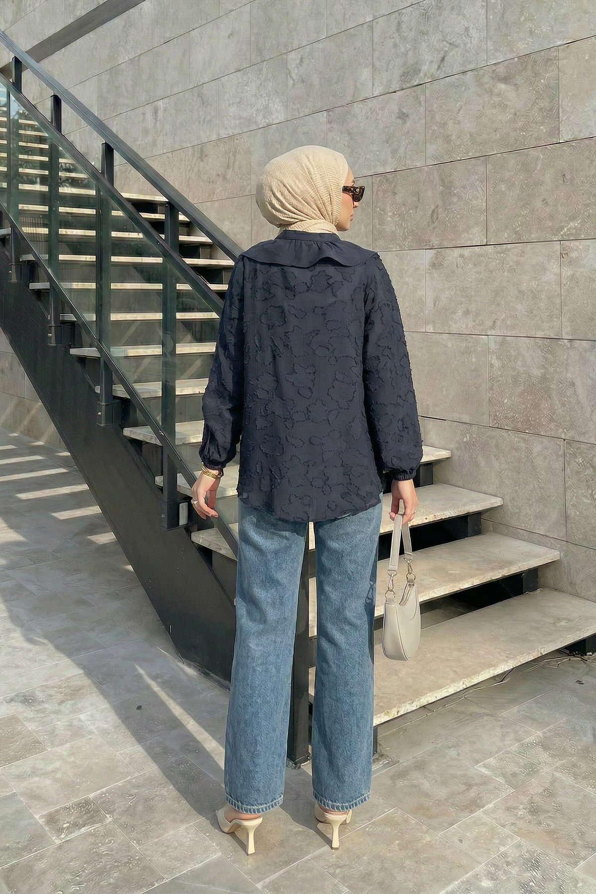 Fırfır Yakalı Kimono Y0110 - LACİVERT |  