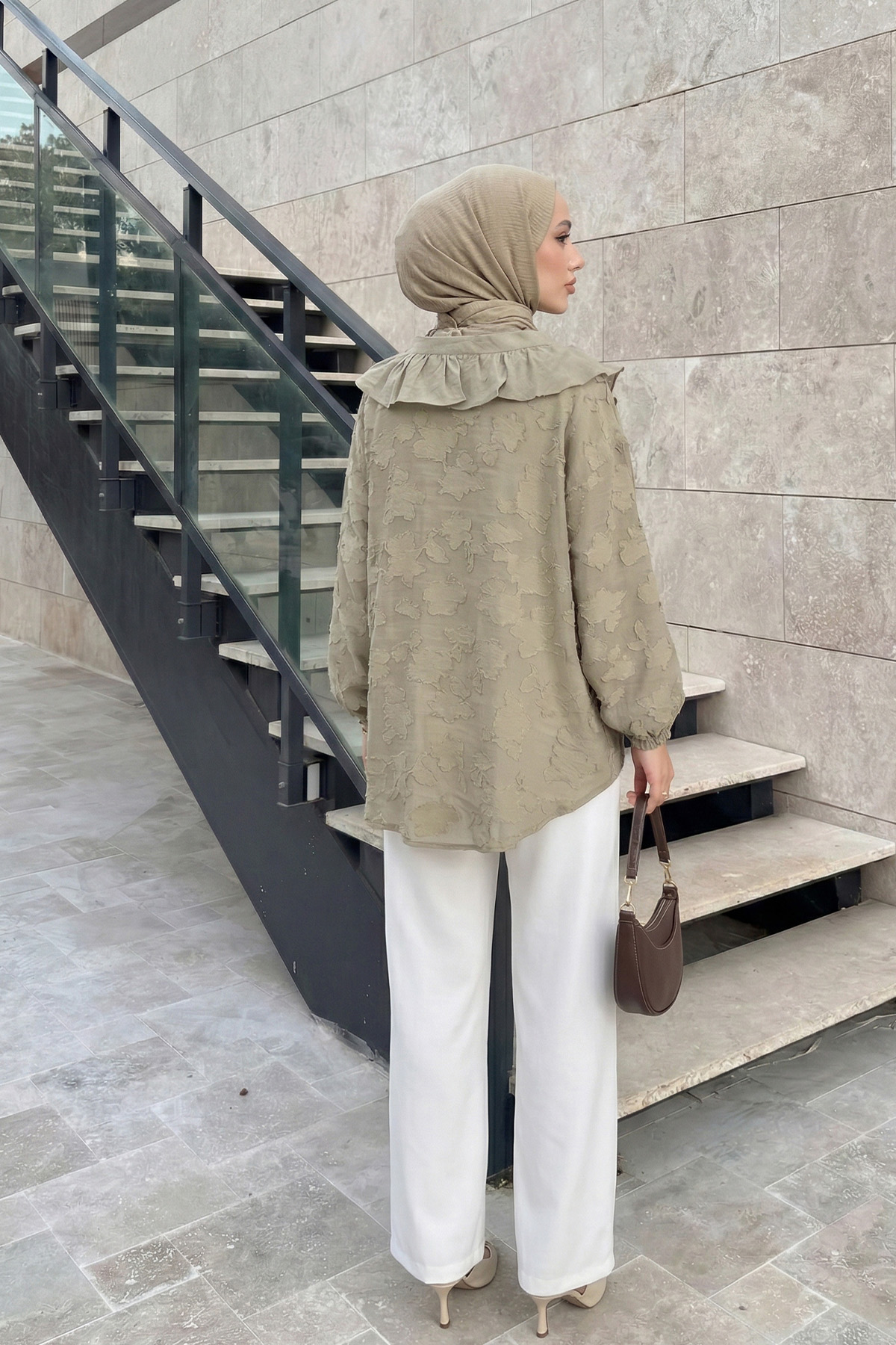 Fırfır Yakalı Kimono Y0110 - HAKİ |  