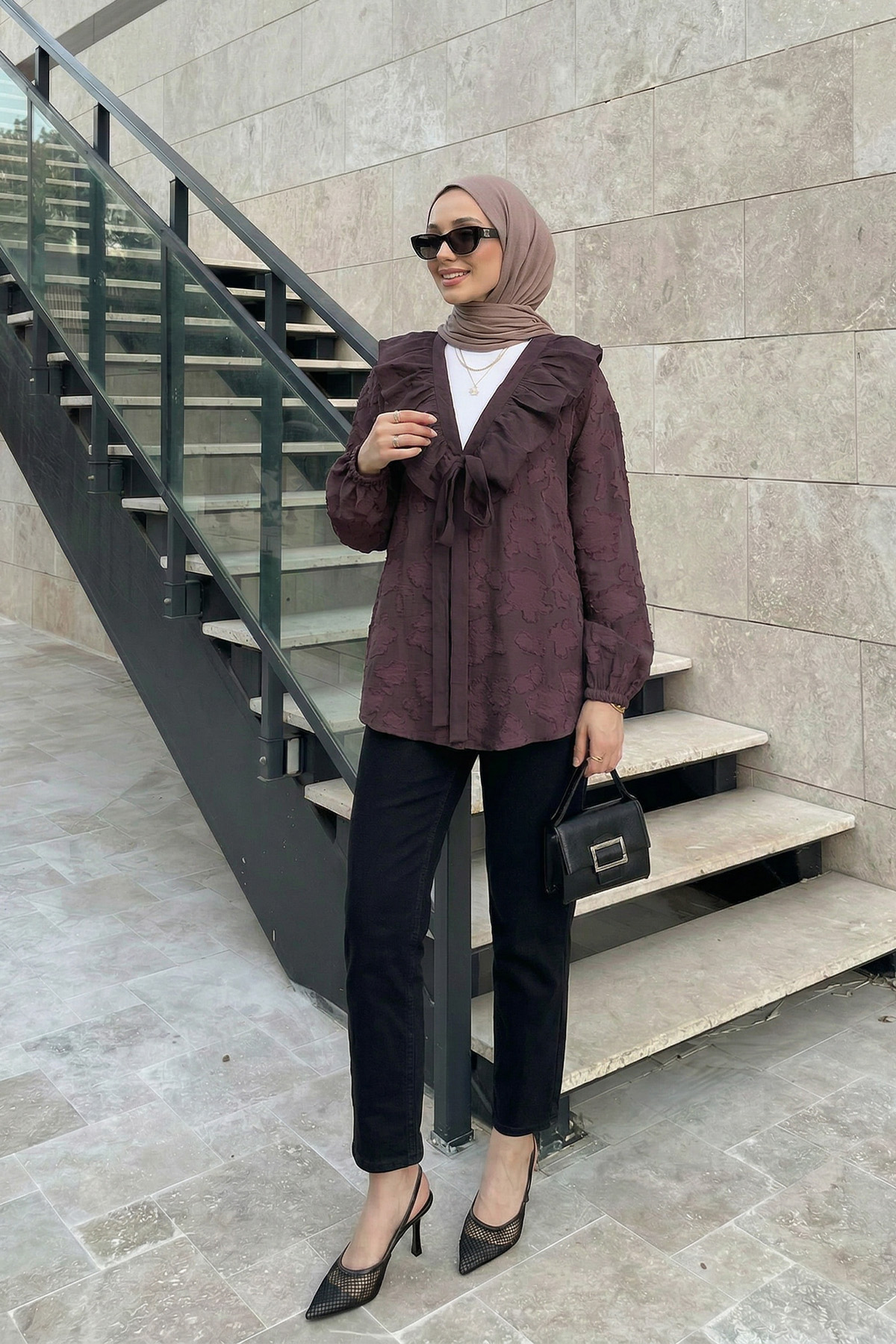 Fırfır Yakalı Kimono Y0110 - MÜRDÜM |  