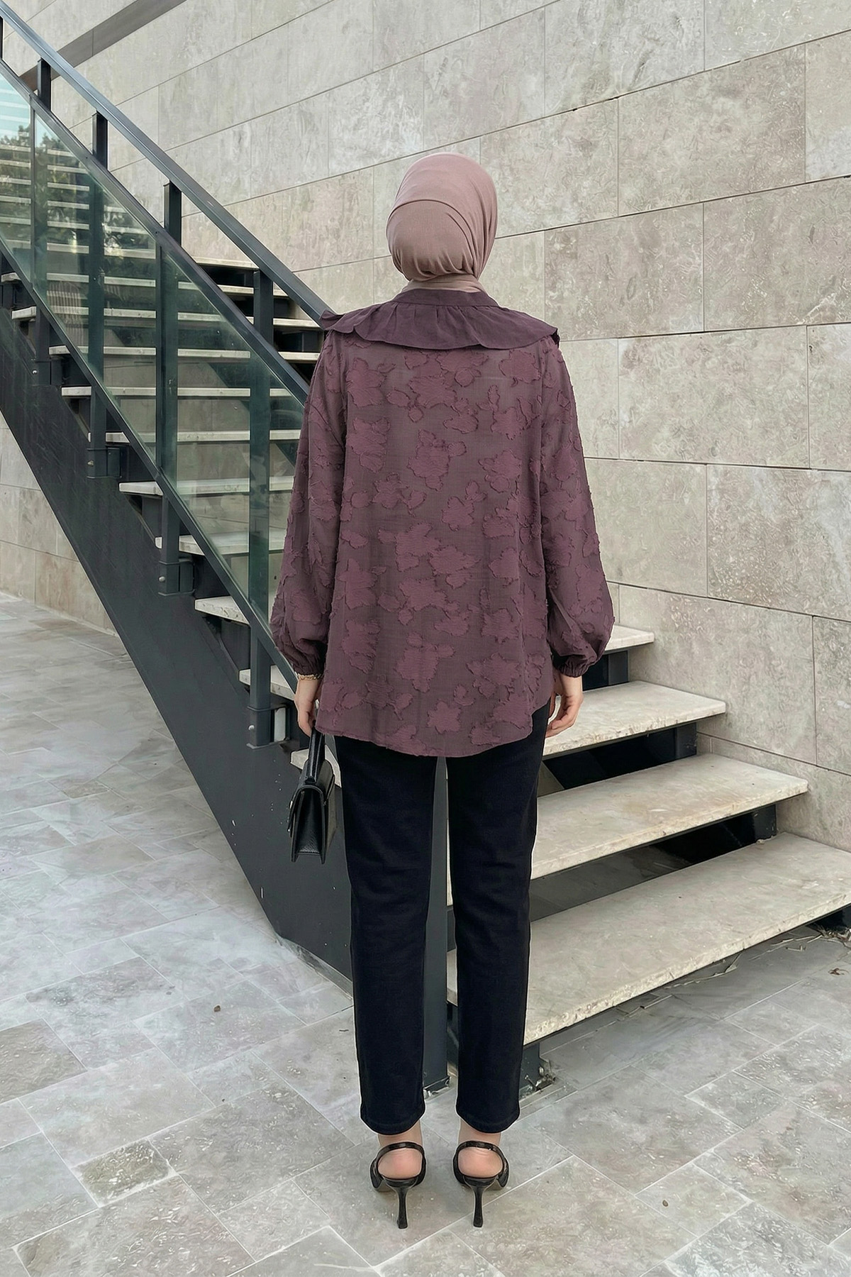 Fırfır Yakalı Kimono Y0110 - MÜRDÜM |  