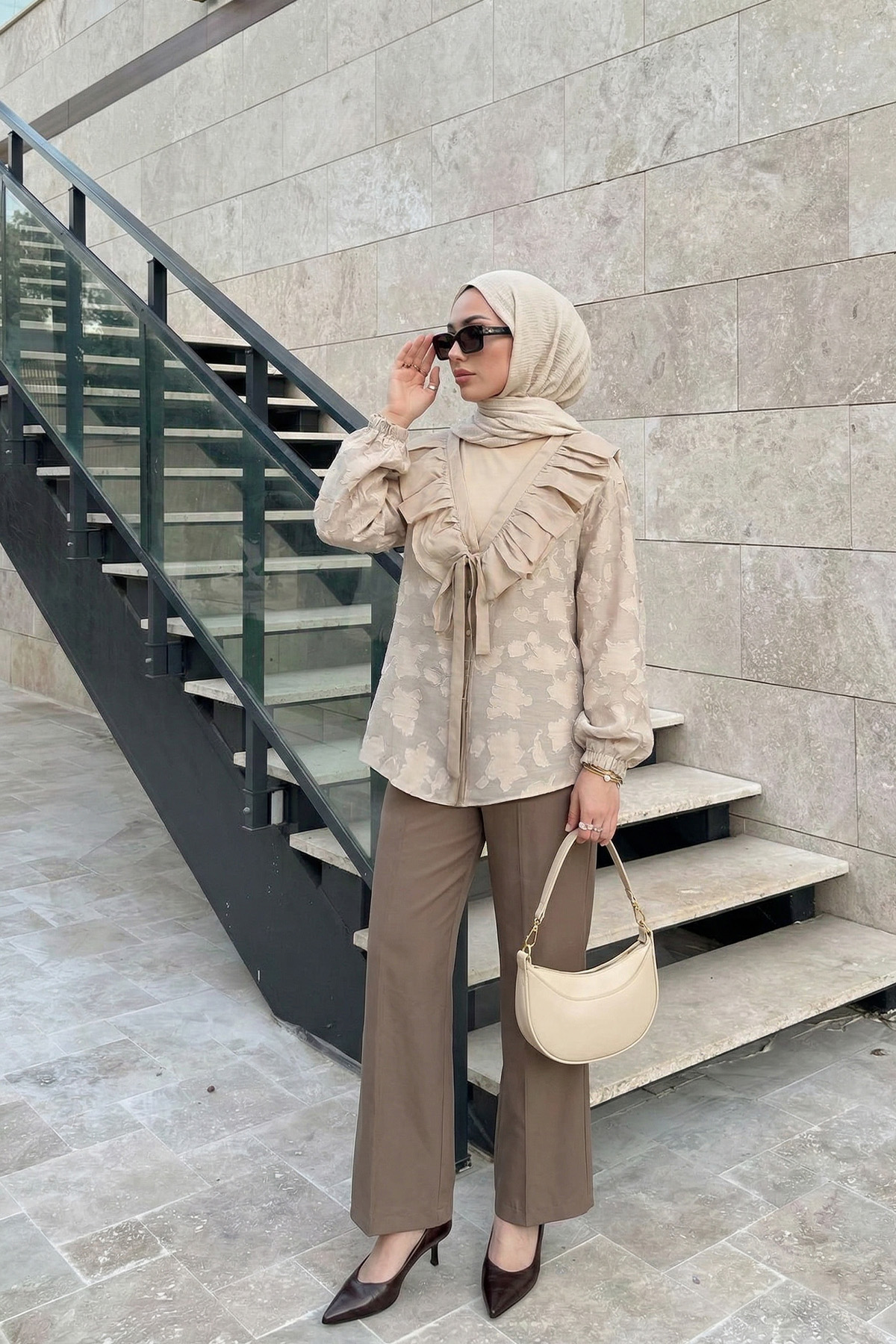 Fırfır Yakalı Kimono Y0110 - TAŞ |  