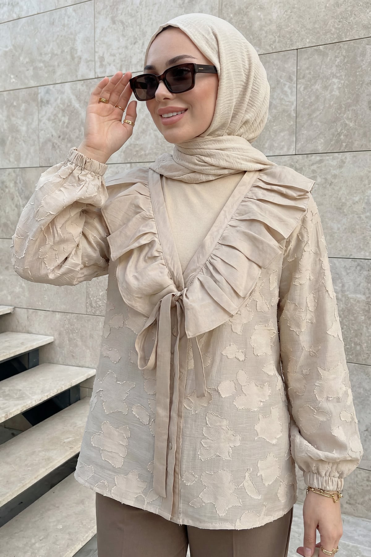 Fırfır Yakalı Kimono Y0110 - TAŞ |  
