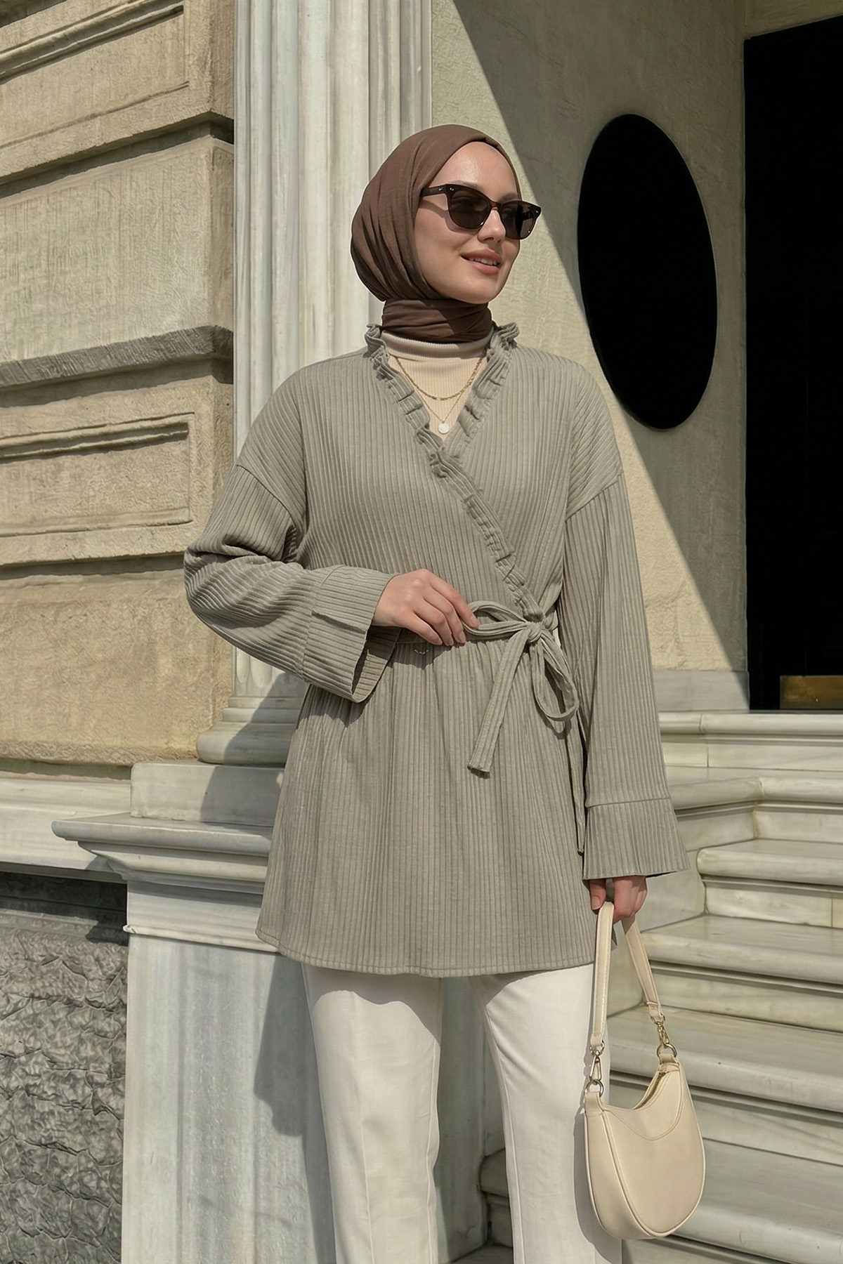 Çapraz Bağlamalı Kimono Y0128 - AÇIK HAKİ |  