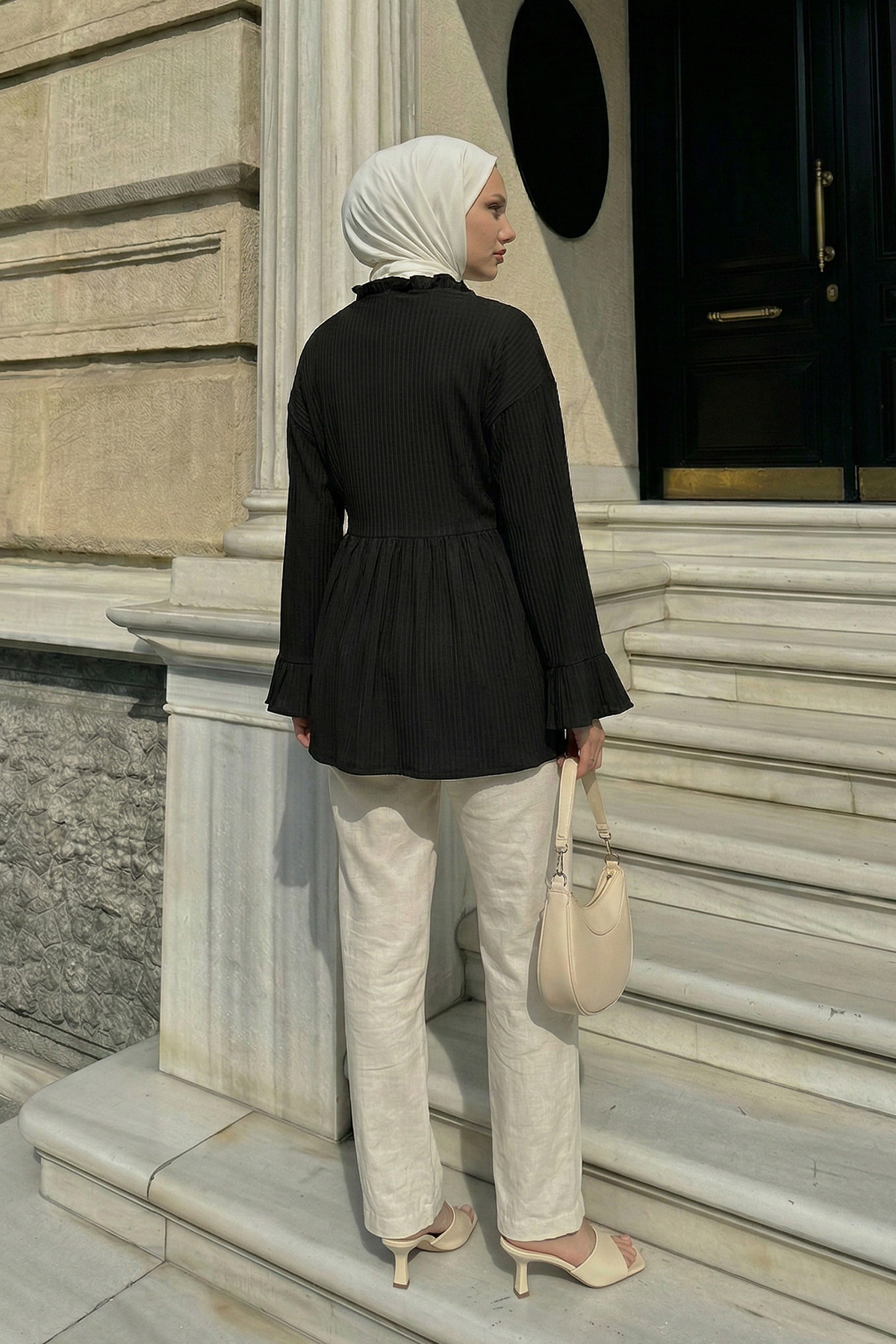 Çapraz Bağlamalı Kimono Y0128 - SİYAH |  