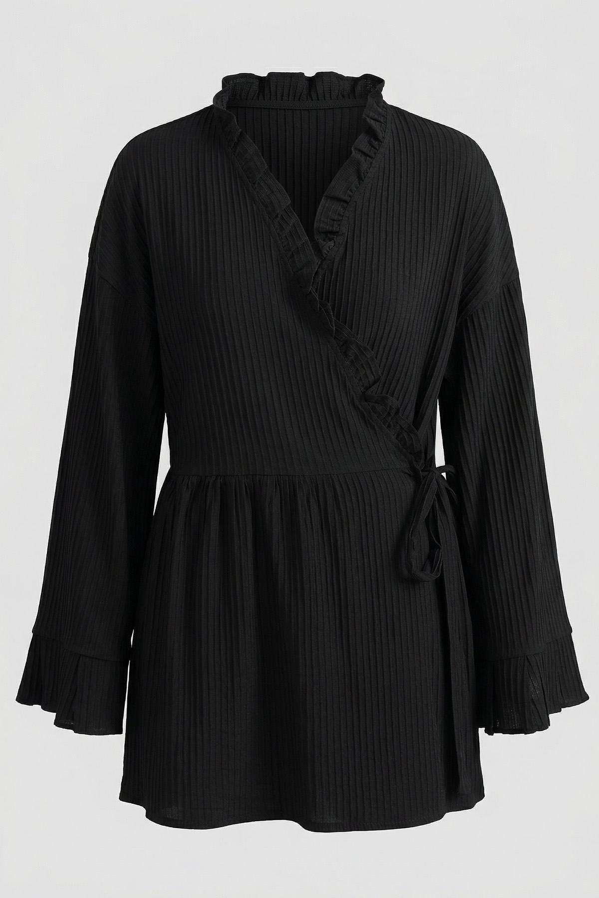 Çapraz Bağlamalı Kimono Y0128 - SİYAH |  