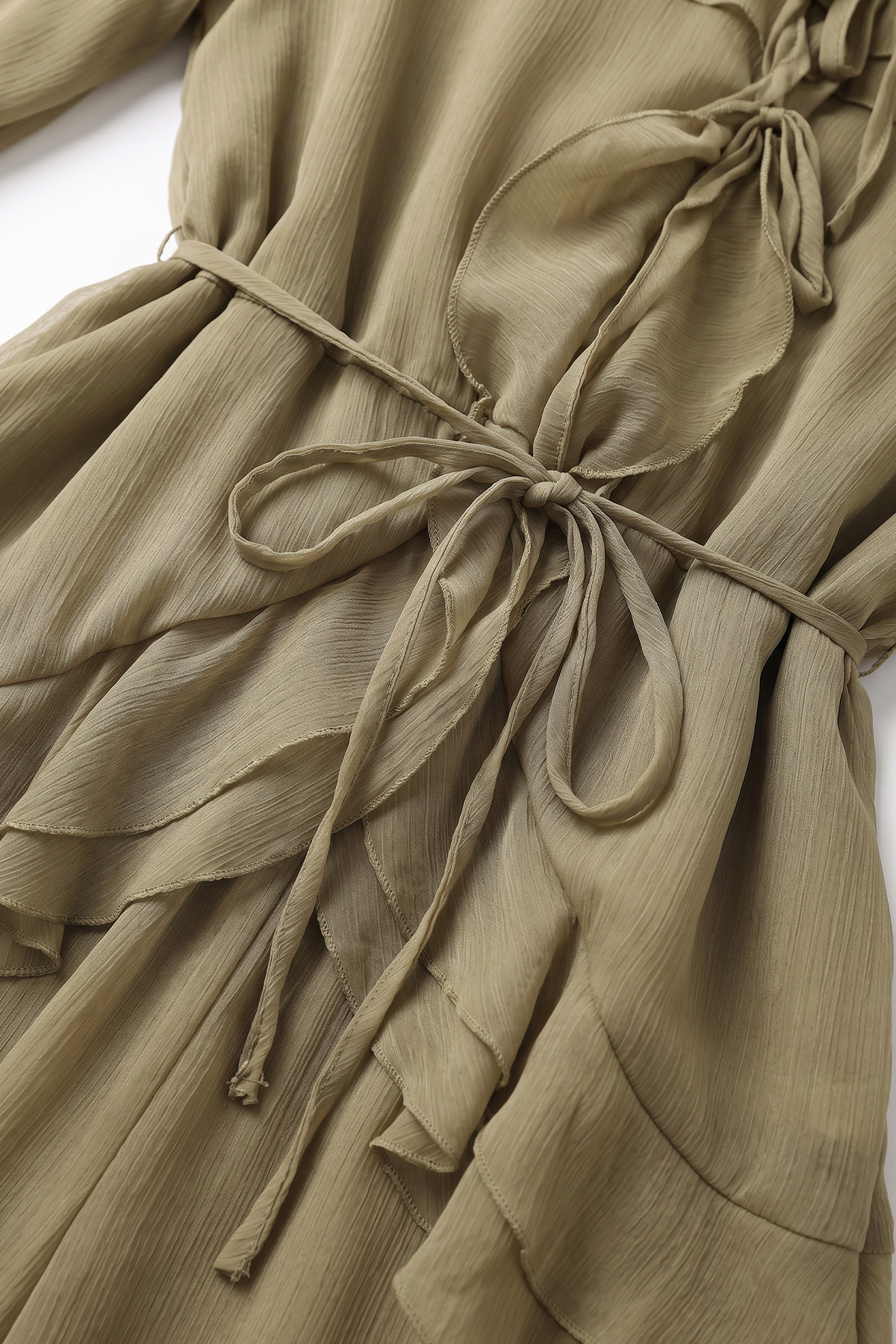 Fırfırlı Premium Şifon Takım 266031 - AÇIK HAKİ |  