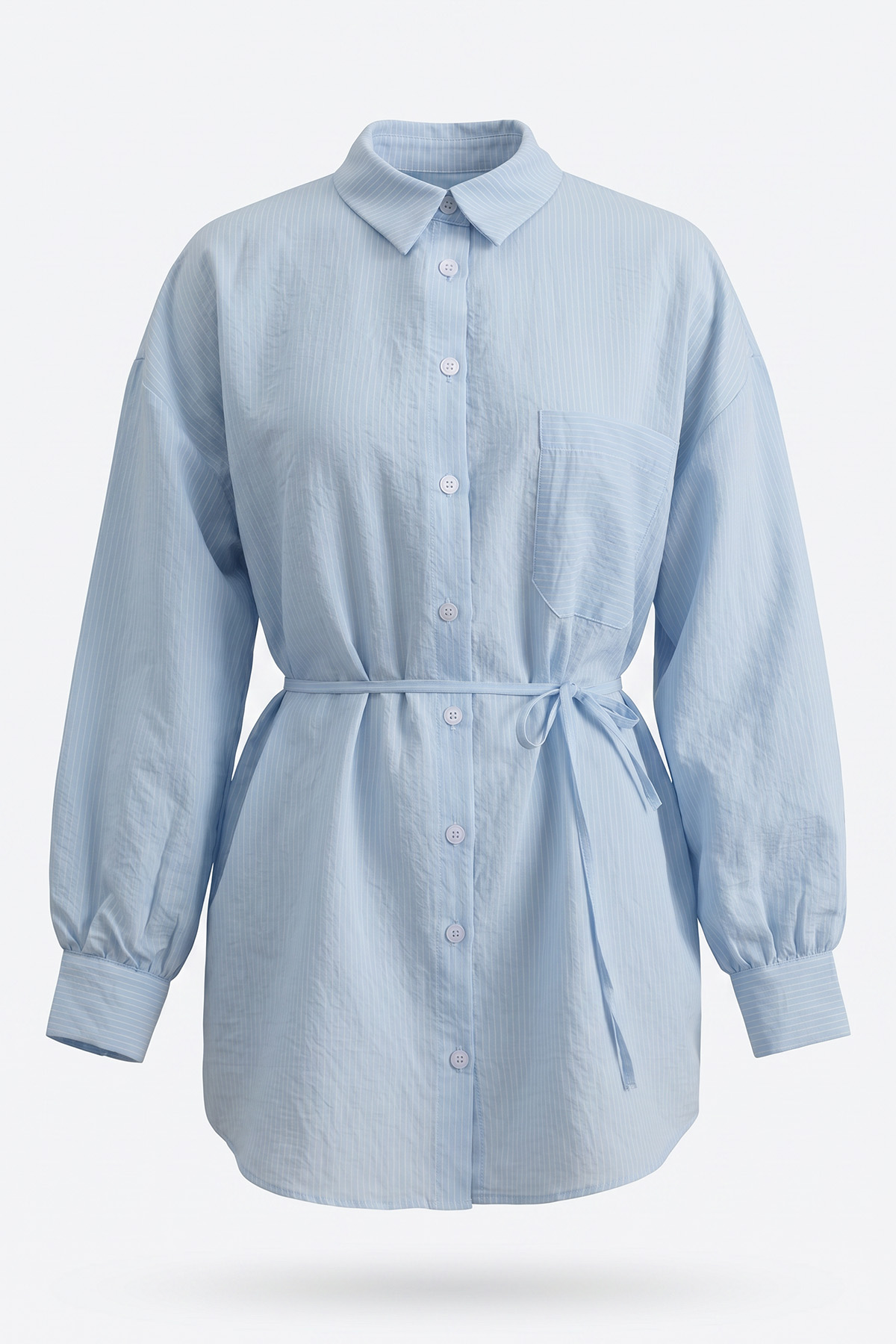 Modal Kumaş Çizgili Gömlek Y0139 - BEBE MAVİSİ |  