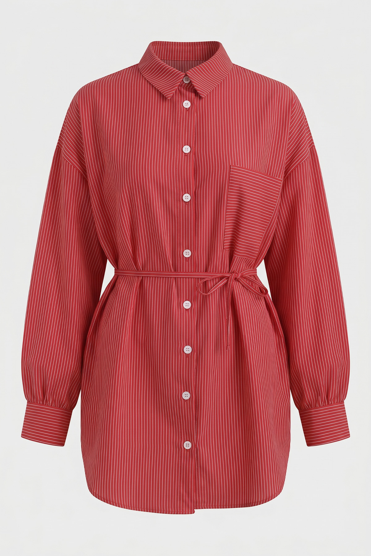 Modal Kumaş Çizgili Gömlek Y0139 - NAR ÇİÇEĞİ |  