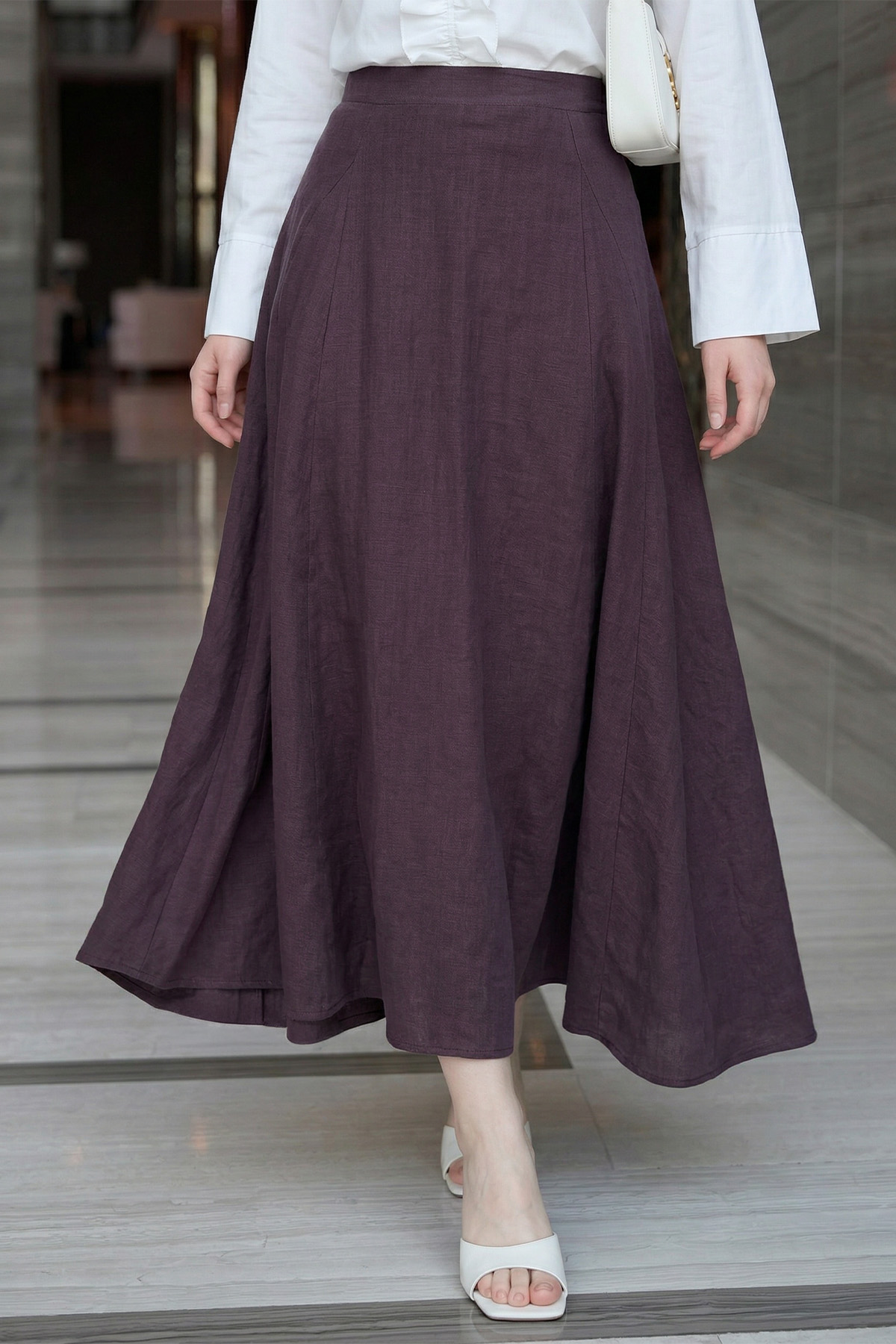 Parçalı Kloş Etek Y0131 - VİŞNE ÇÜRÜĞÜ |  